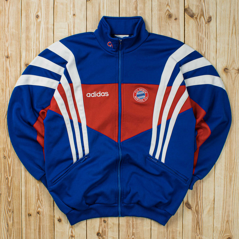 (M) 1996 Adidas F.C. Bayern Embroidered Full-Zip Sweatshirt
