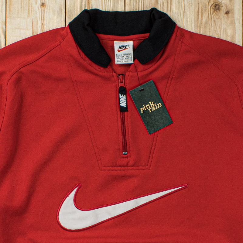 (L) Vintage Nike Swoosh Embroidered Quarter-Zip Sweatshirt