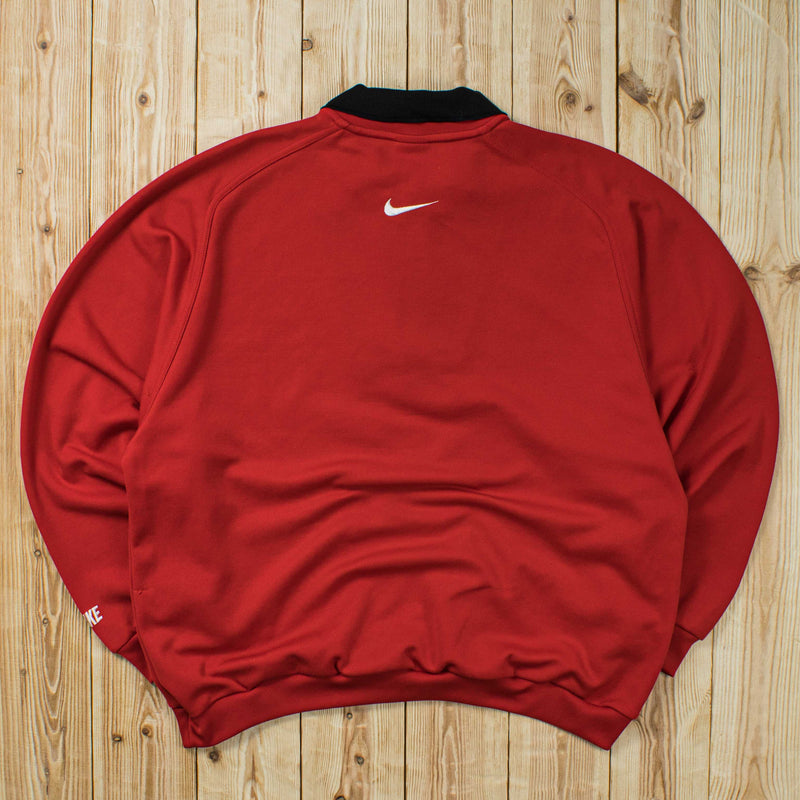 (L) Vintage Nike Swoosh Embroidered Quarter-Zip Sweatshirt