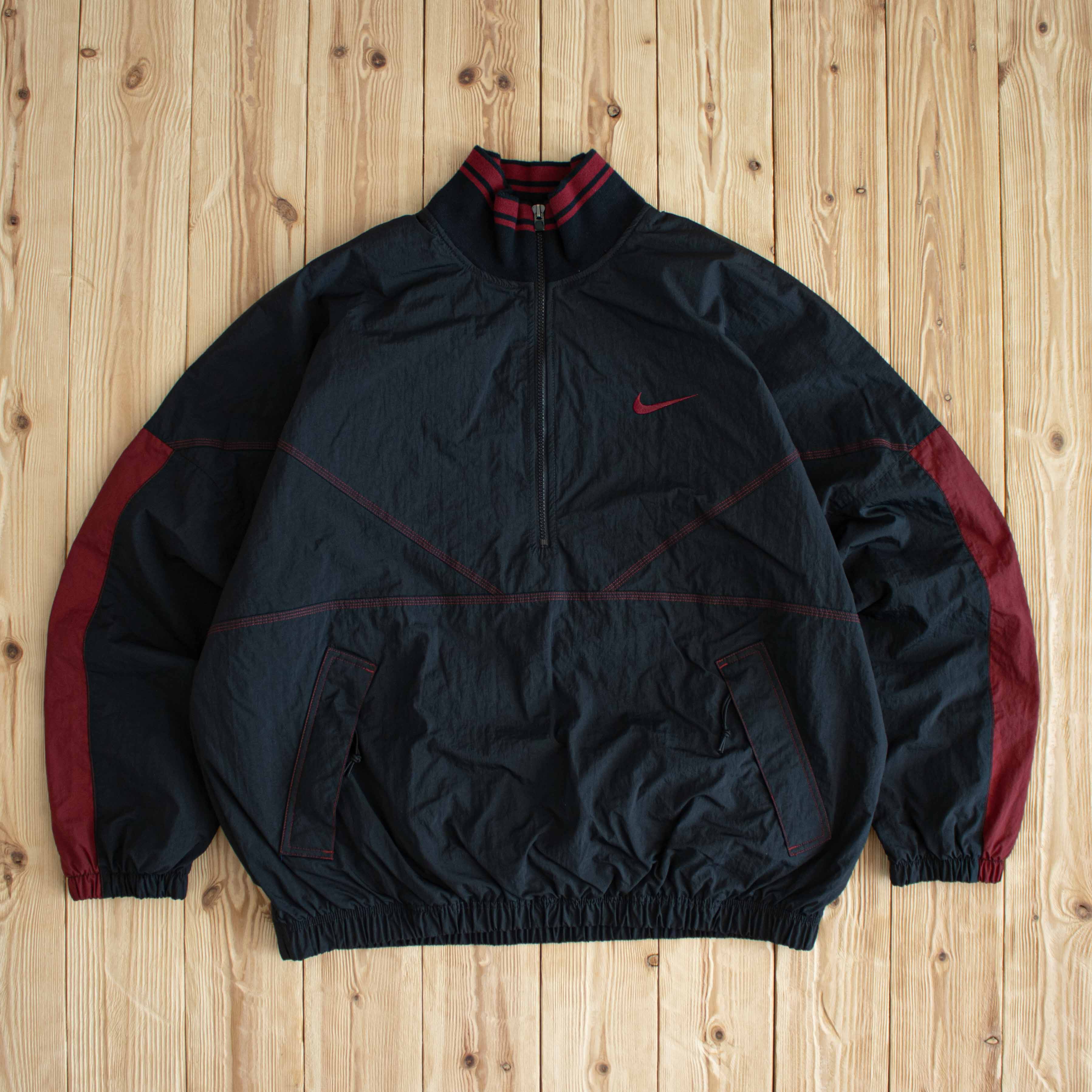 (L) Vintage Nike Swoosh Embroidered Quarter-Zip Windbreaker