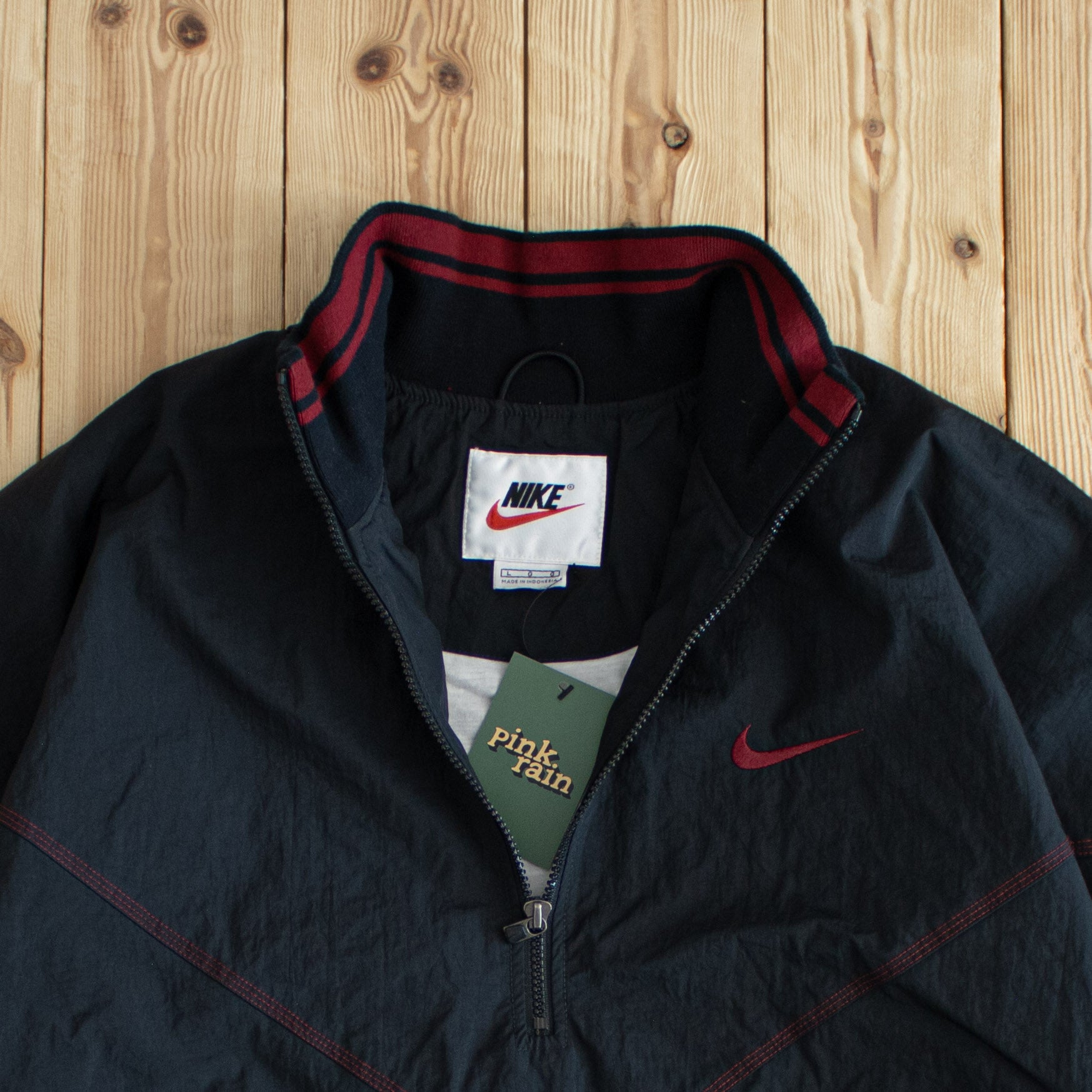 (L) Vintage Nike Swoosh Embroidered Quarter-Zip Windbreaker