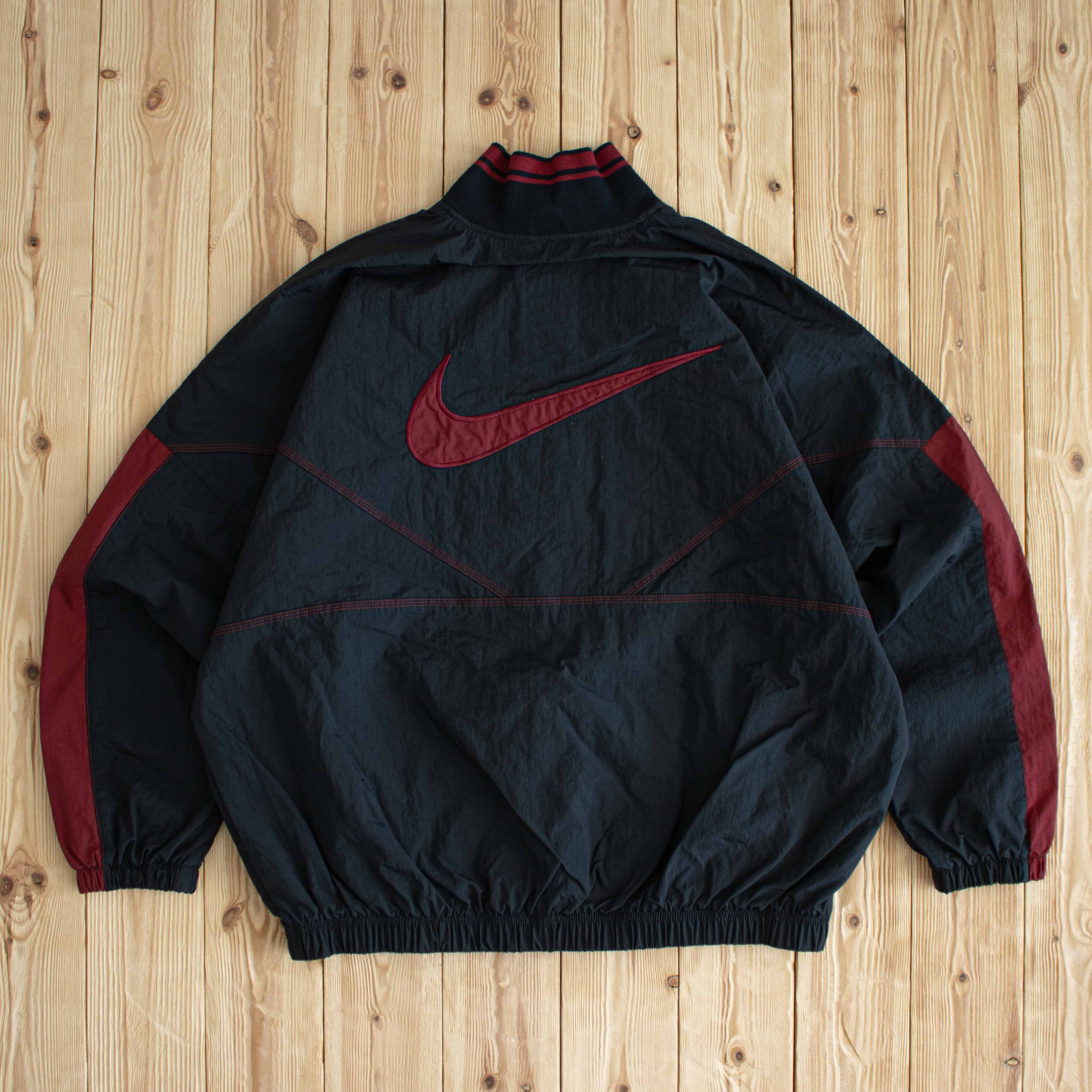 (L) Vintage Nike Swoosh Embroidered Quarter-Zip Windbreaker