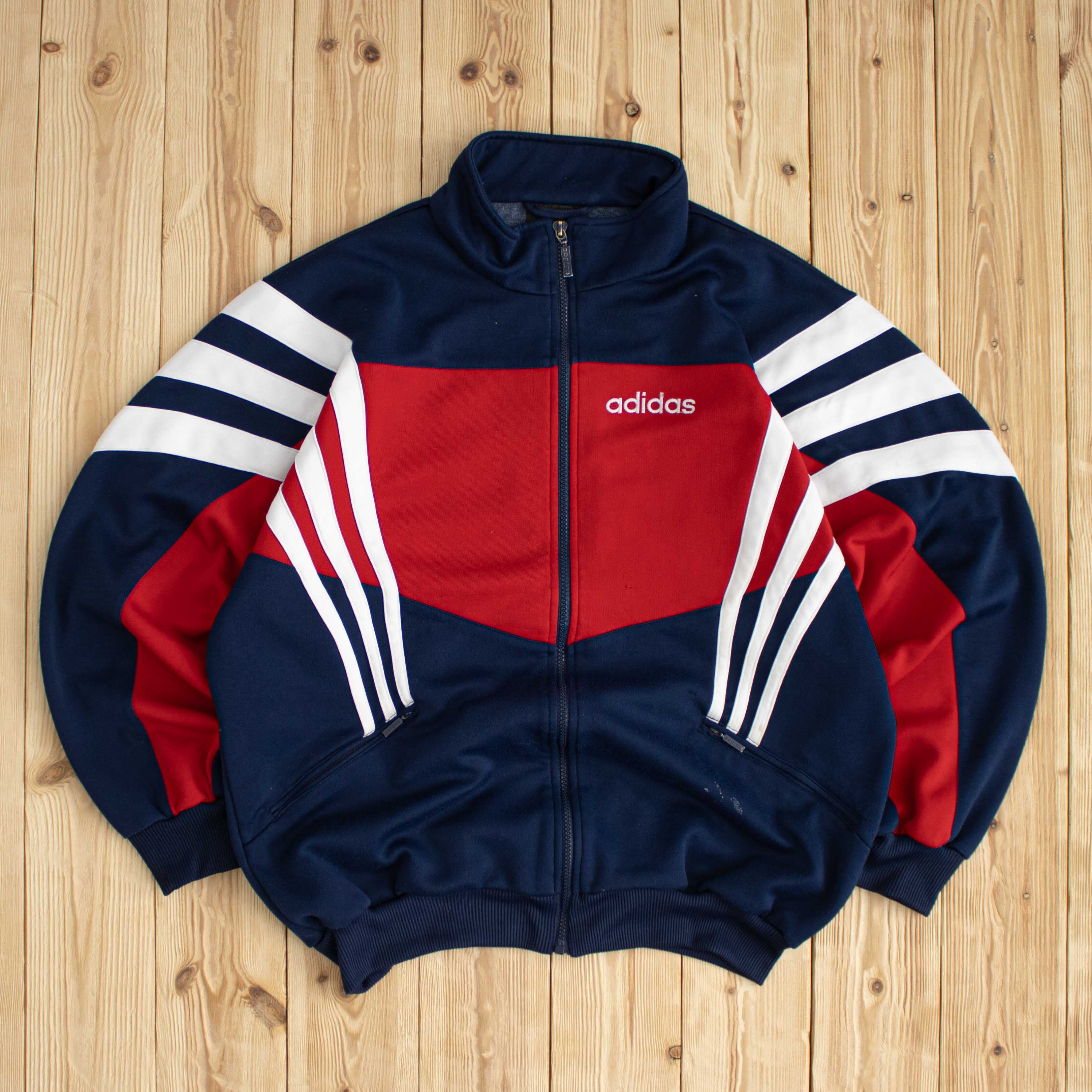(L) Vintage Adidas Embroidered Full-Zip Sweatshirt