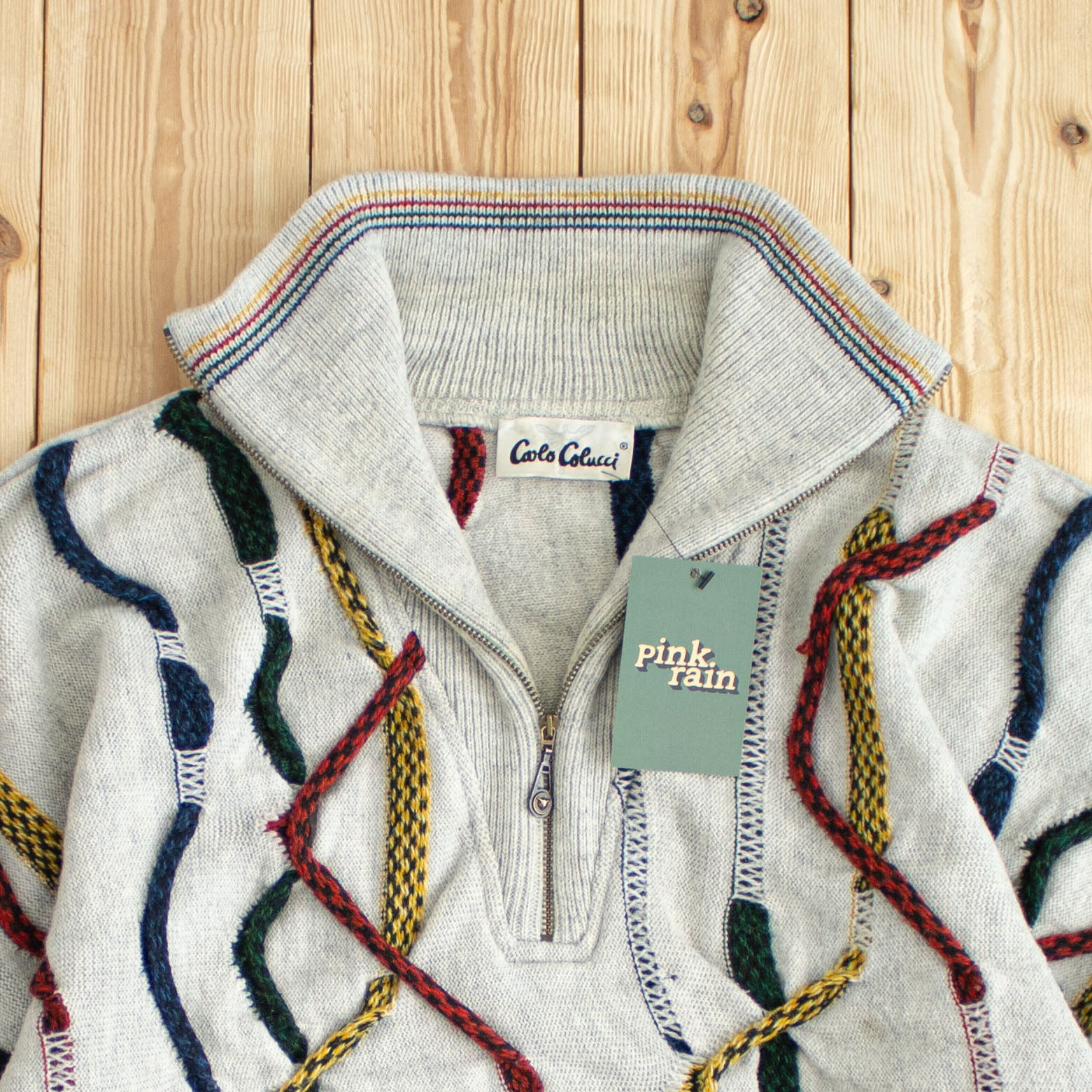 (L) Vintage Carlo Colucci Quarter-Zip Sweater