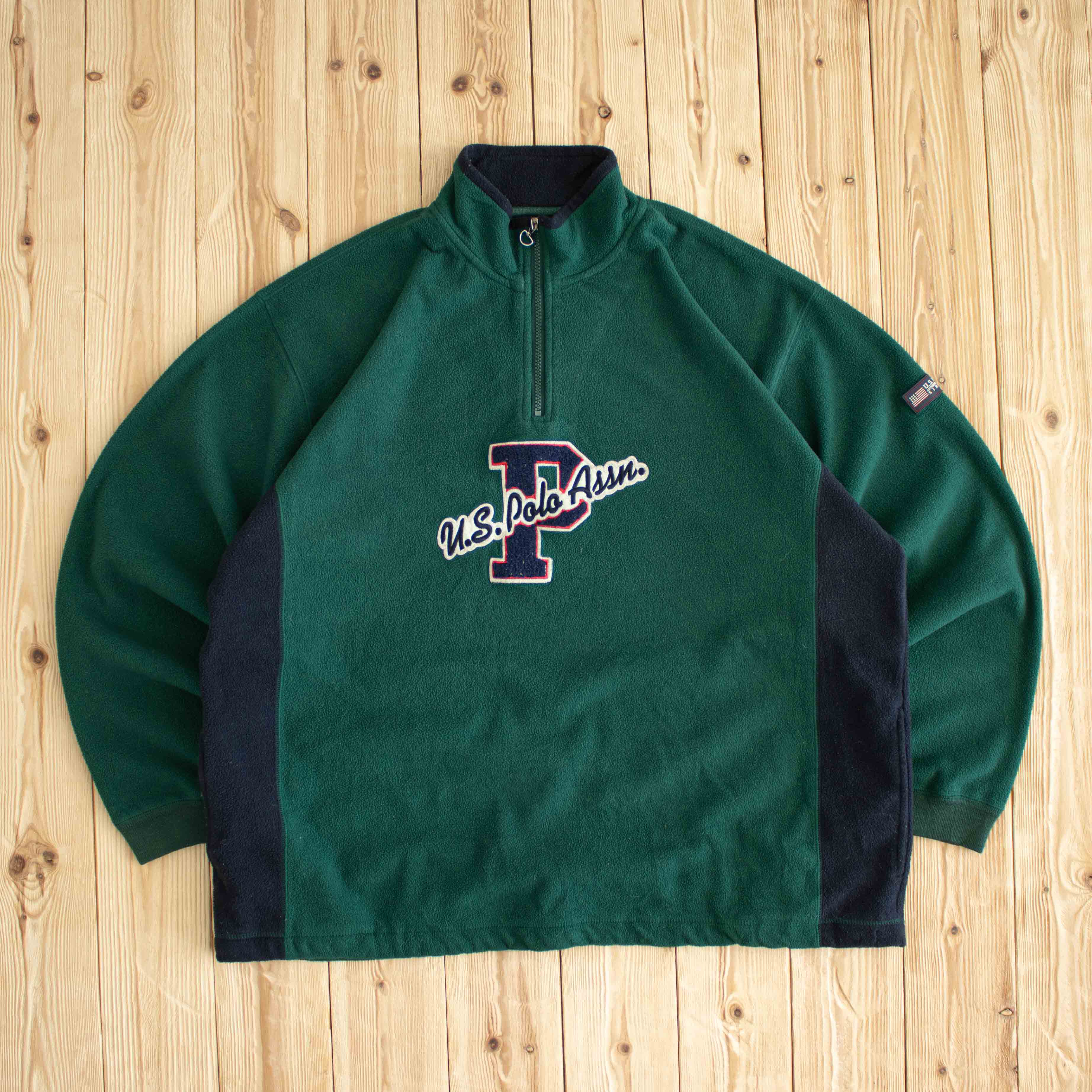 (XL) Vintage U.S. Polo Assn. Embroidered Fleece Quarter-Zip