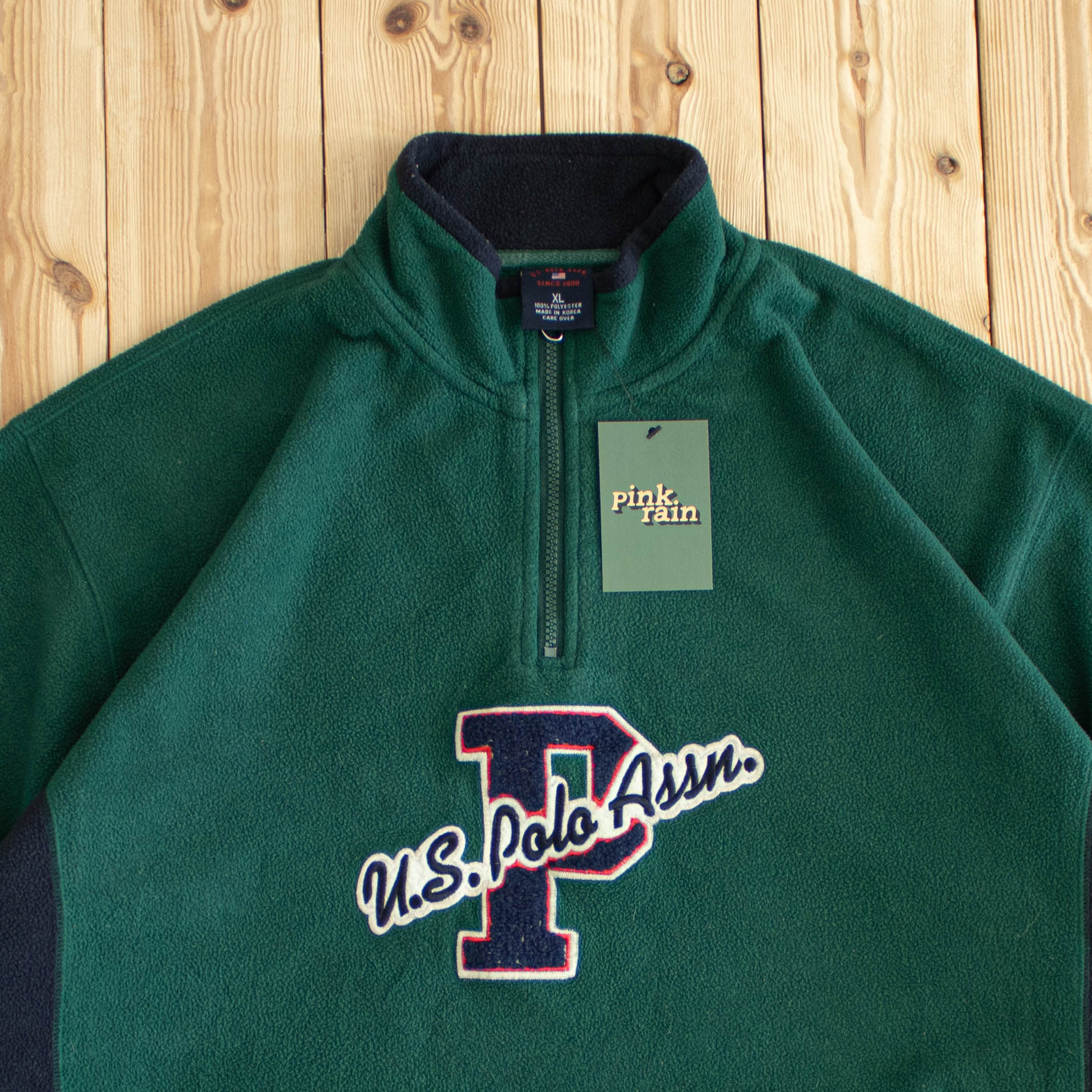 (XL) Vintage U.S. Polo Assn. Embroidered Fleece Quarter-Zip