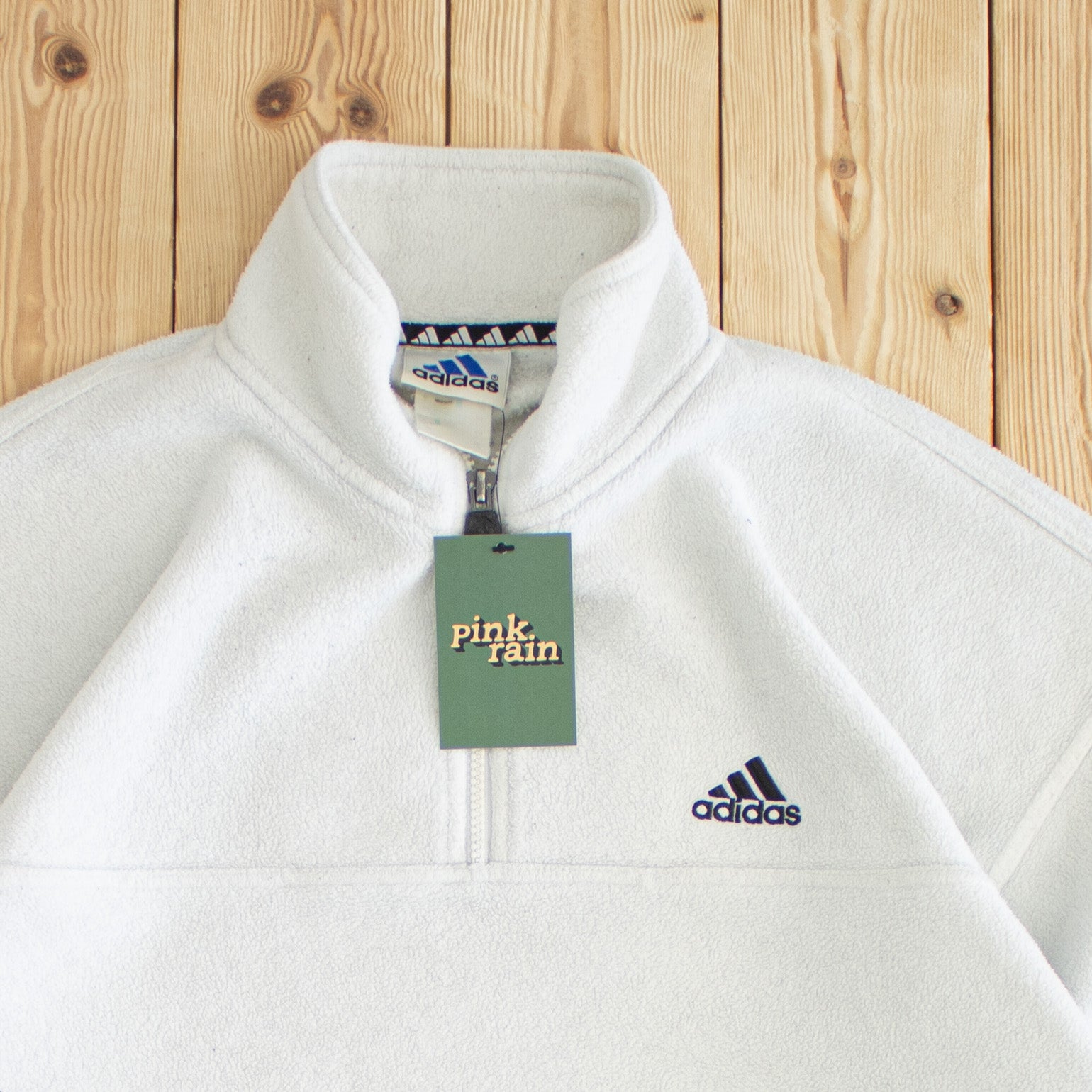 (L) Vintage Adidas Essential Embroidered Fleece Quarter-Zip Sweatshirt
