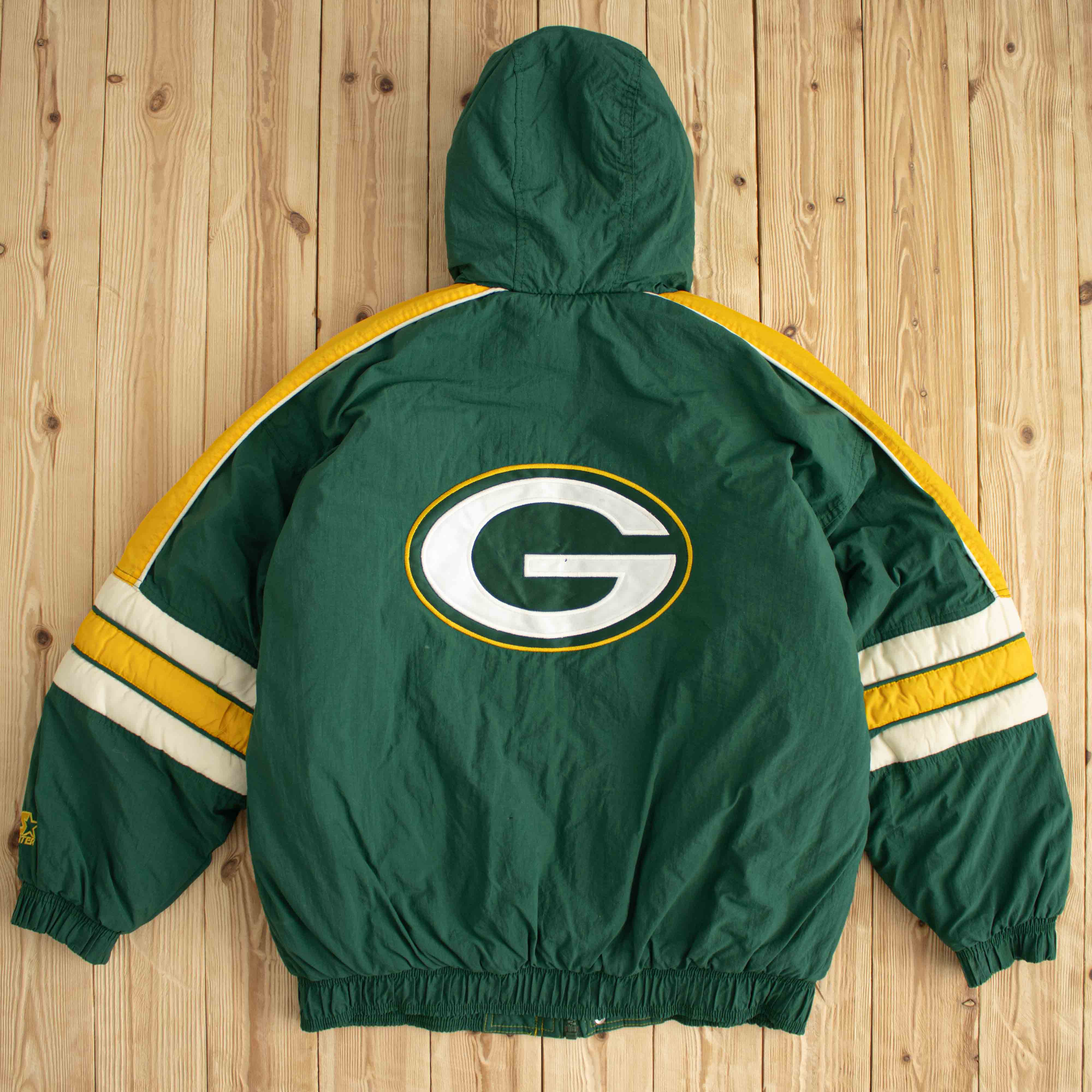 (L/XL) Vintage Starter Green Bay Packers Embroidered Puffer Jacket