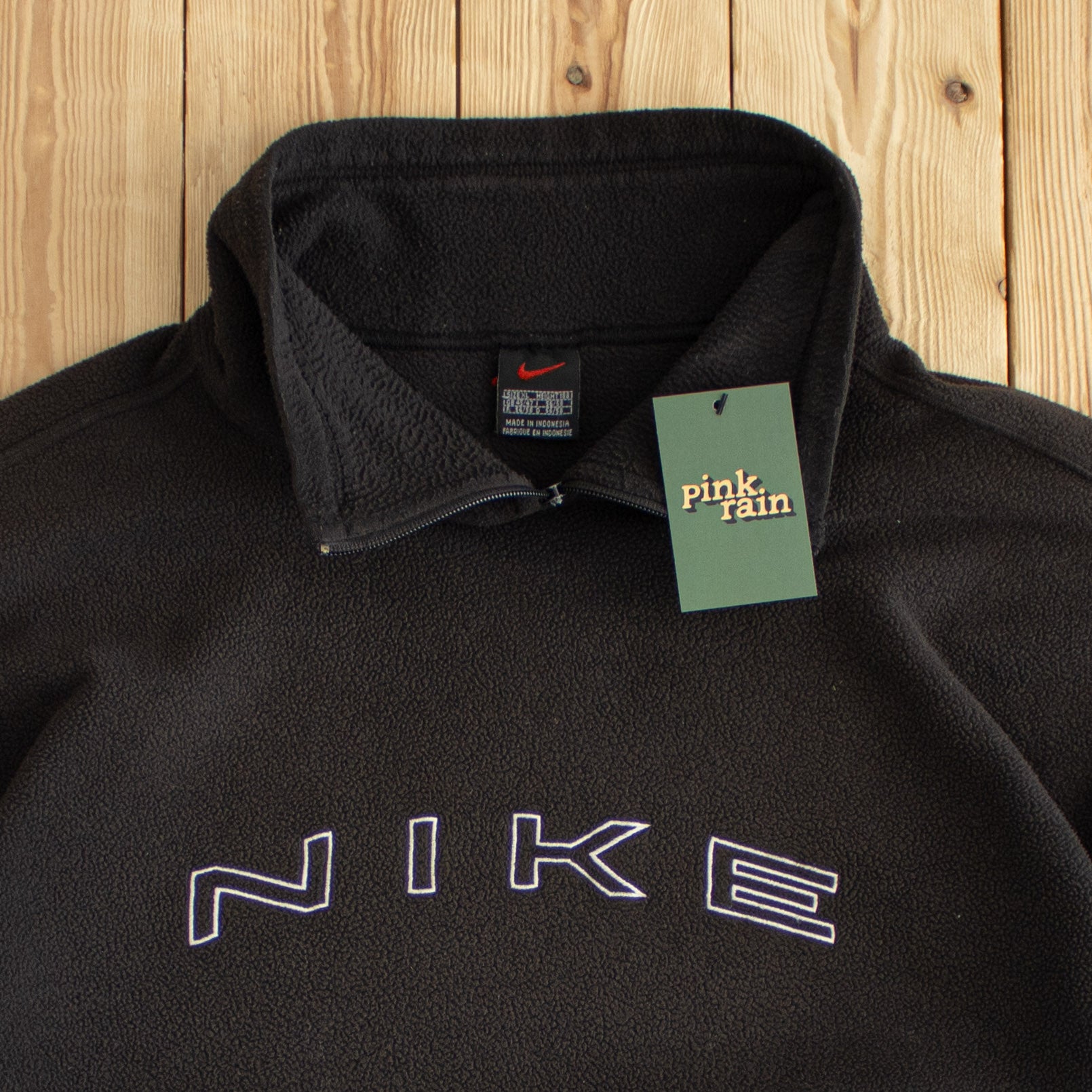 (XL) Vintage Nike Spell Out Embroidered Fleece Quarter-Zip