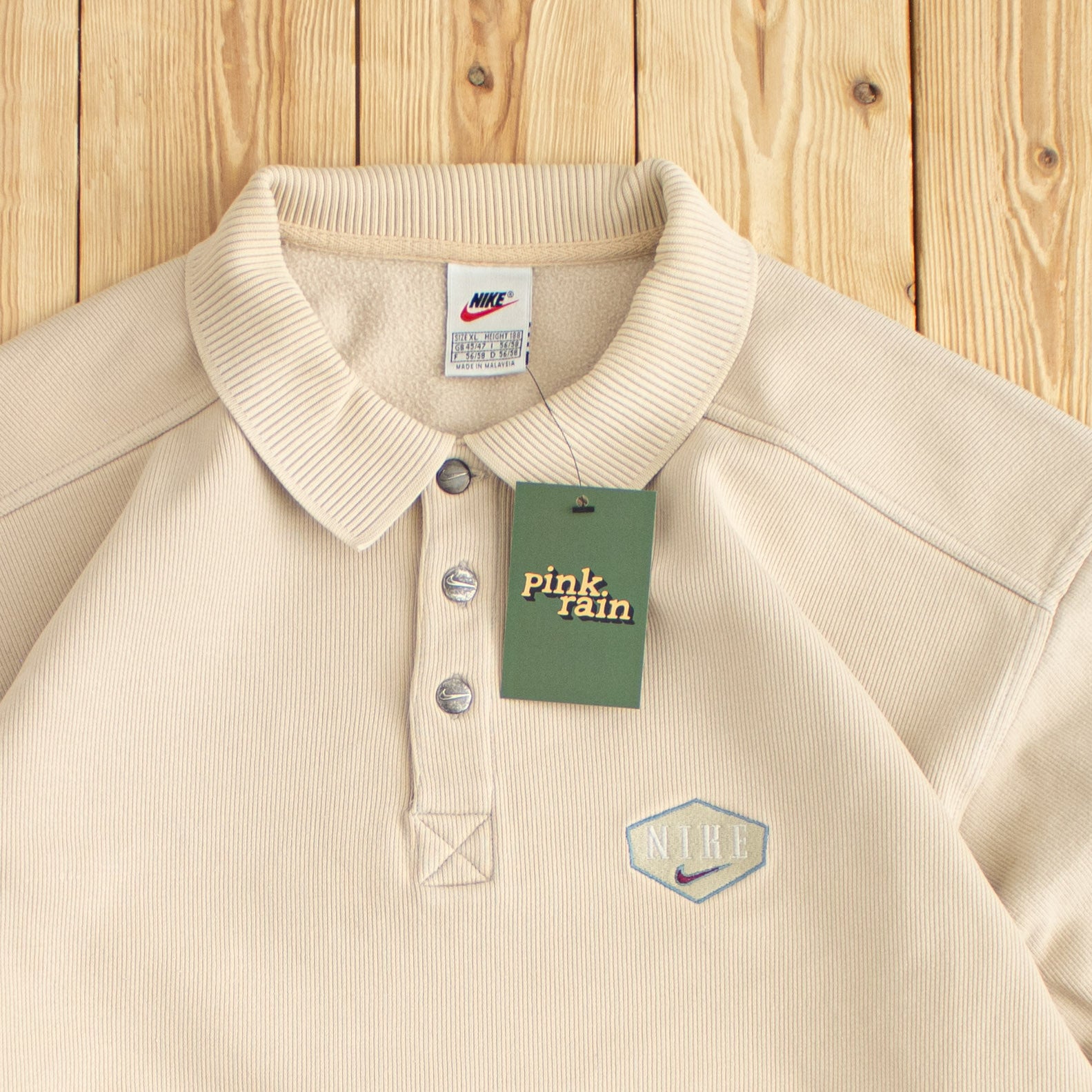 (L/XL) Vintage Nike Classy Embroidered Button Up Sweatshirt