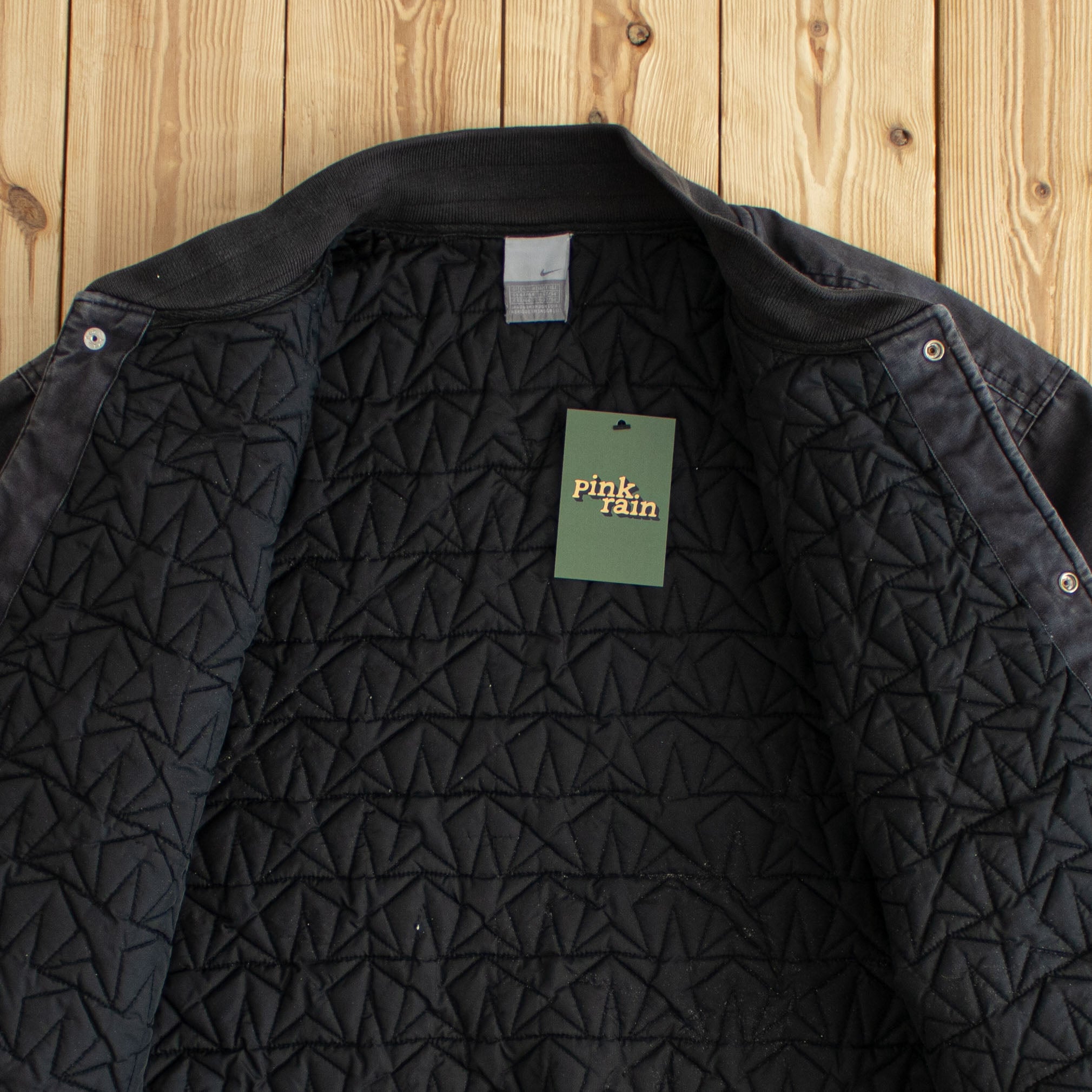 (M/L) Nike Air Vintage Embroidered Quilted Jacket Black Oversized 90s