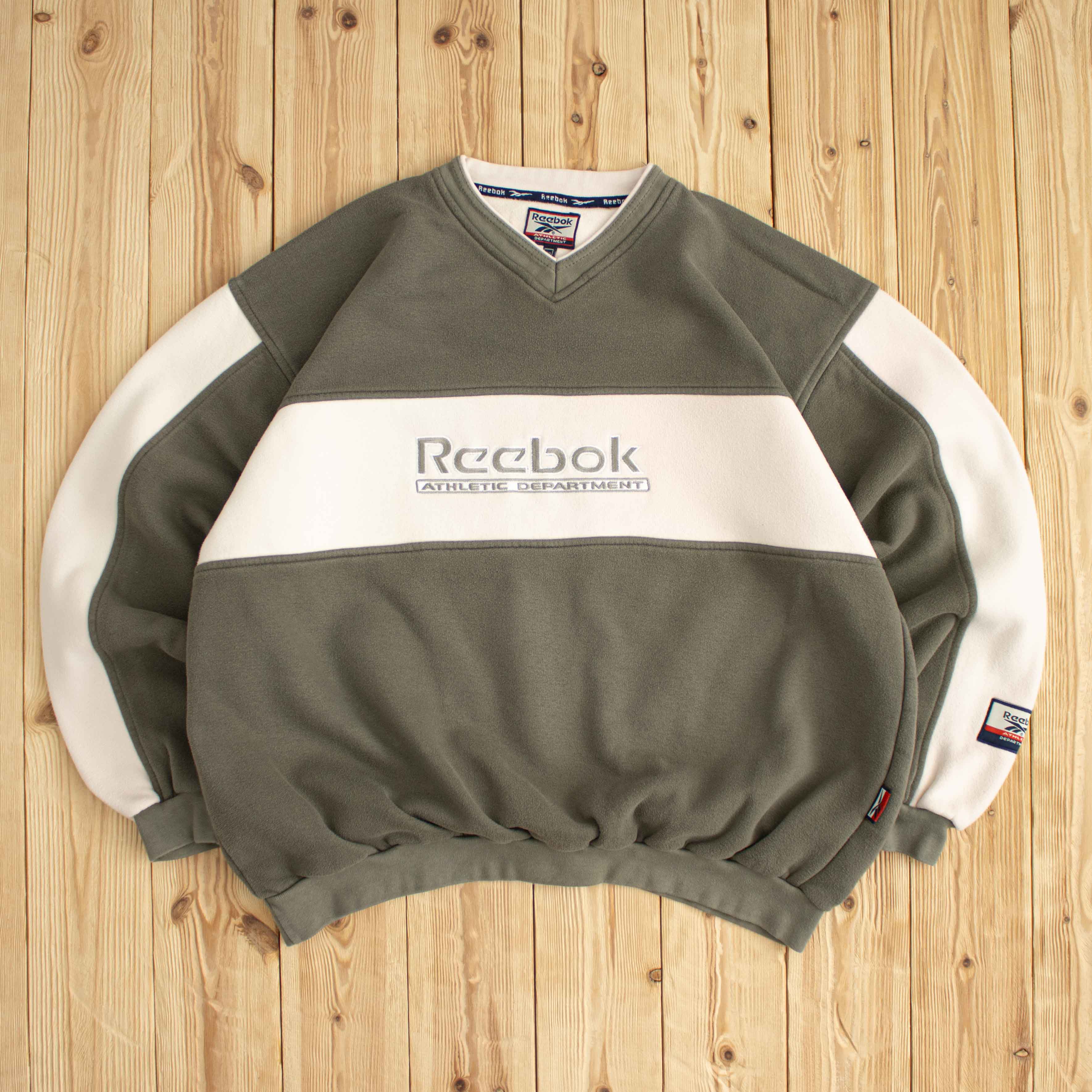 (L) Reebok Vintage Athletic Department Embroidered Sweatshirt Khaki