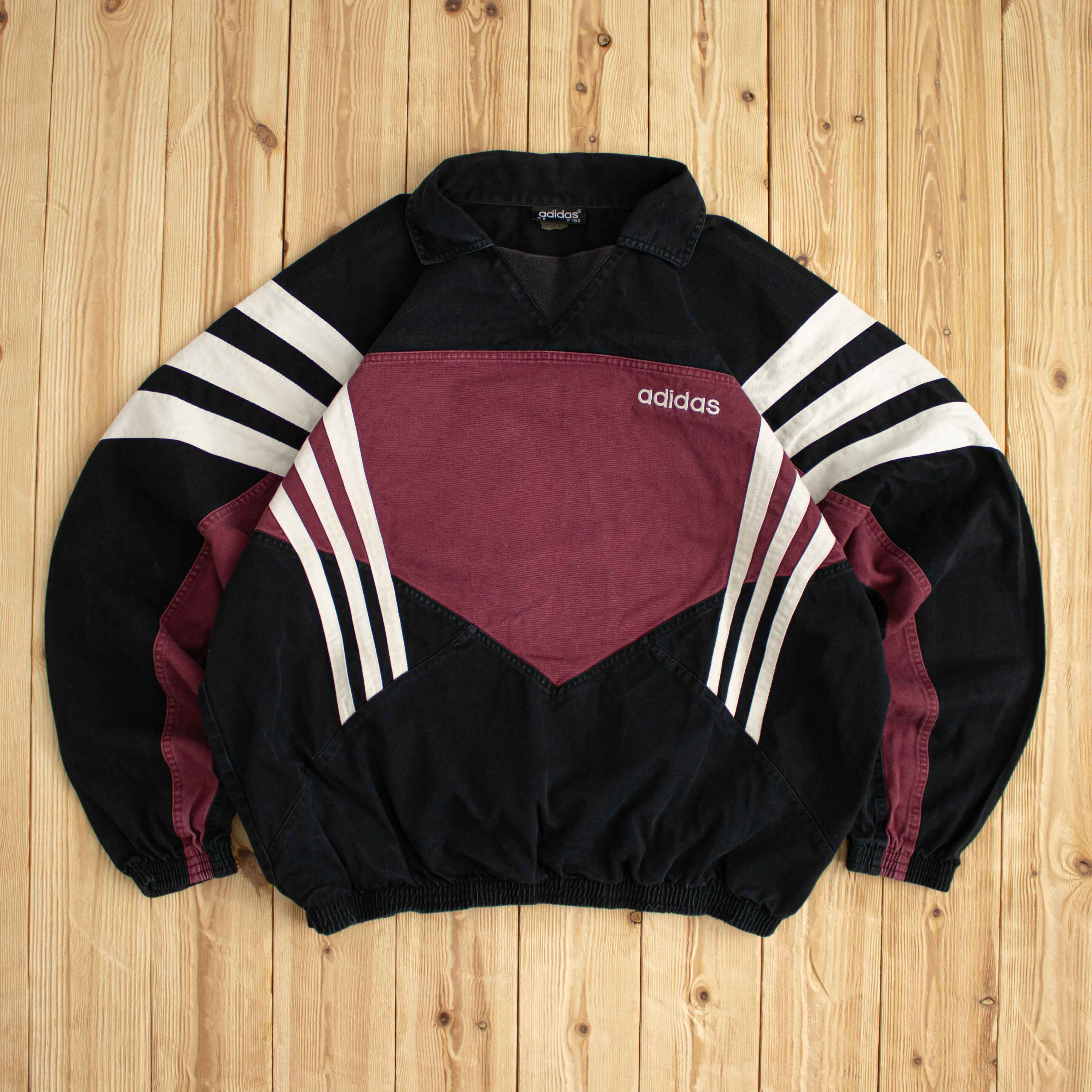 (L/XL) Adidas Vintage Side Stripe Embroidered Sweatshirt Black