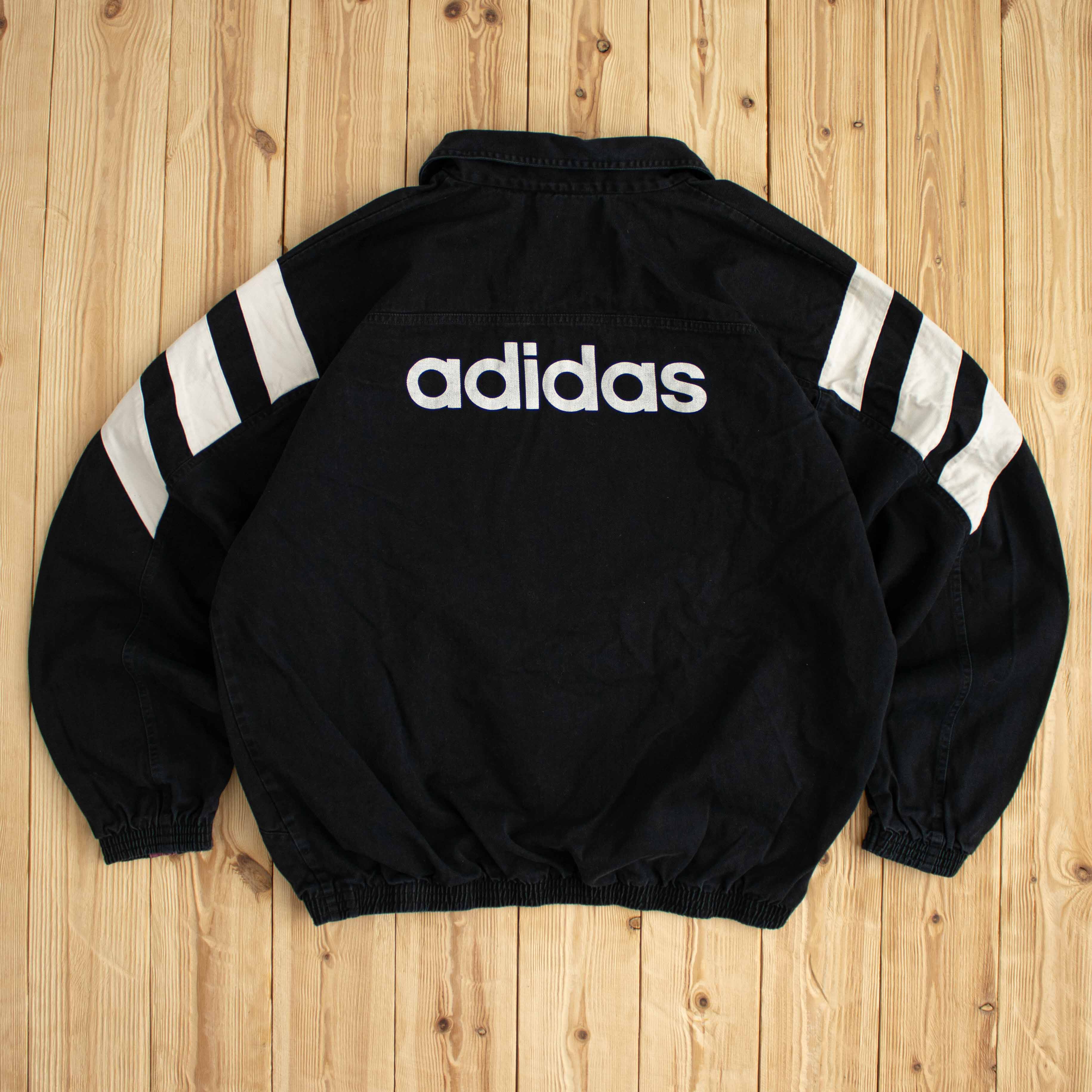 (L/XL) Adidas Vintage Side Stripe Embroidered Sweatshirt Black