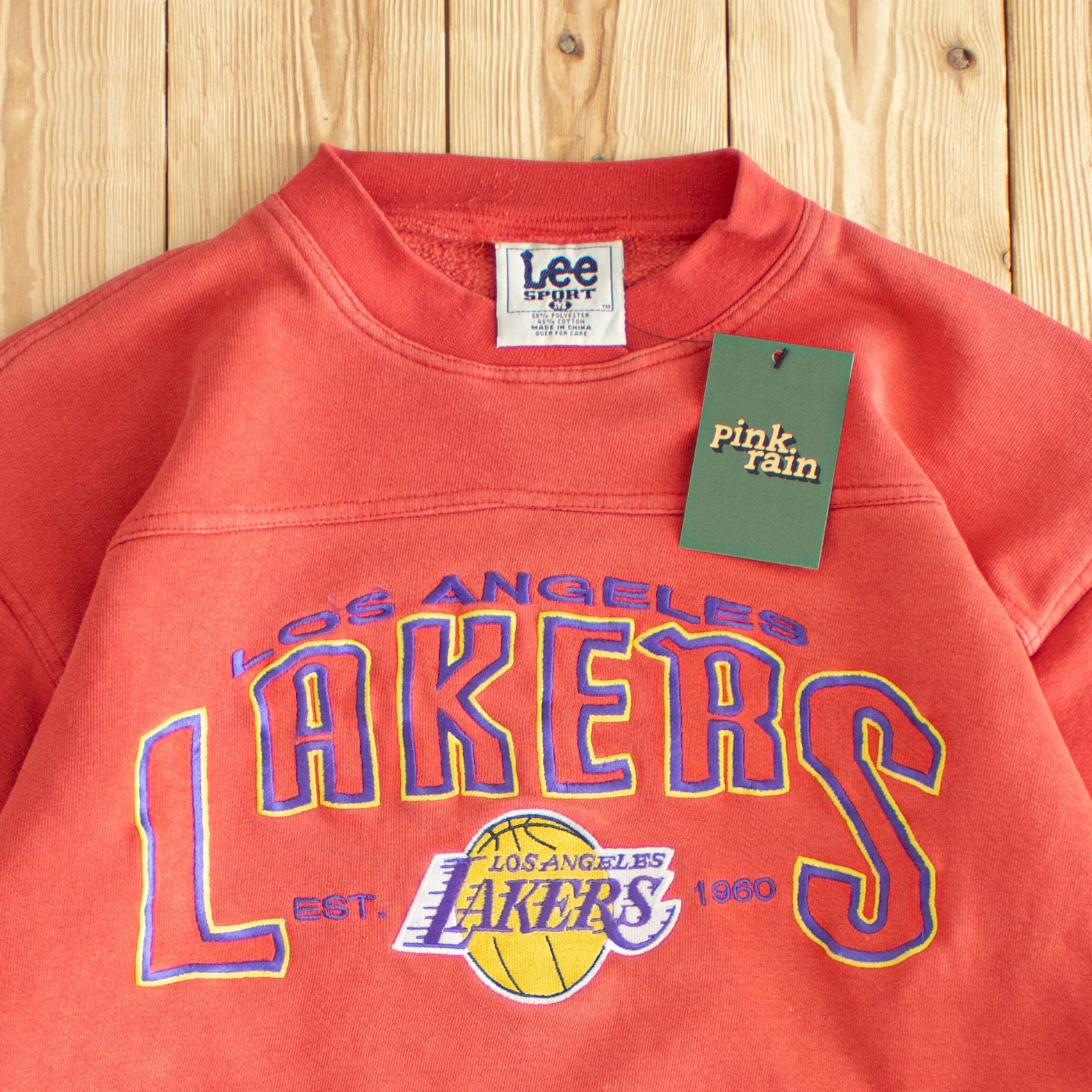 (S) Los Angeles Lakers Vintage Embroidered Lee Sweatshirt Red