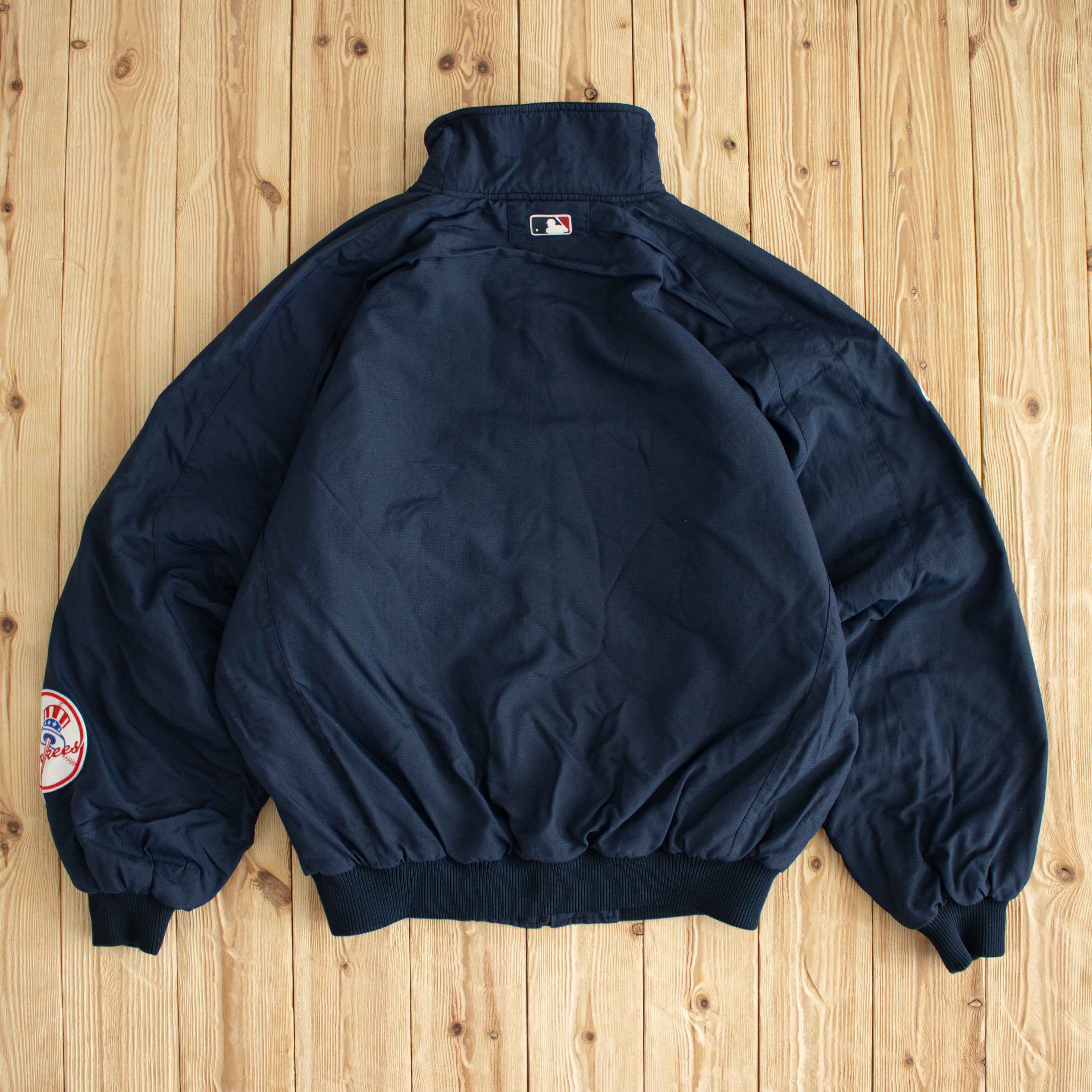 (XL) New York Yankees Majestic Vintage Embroidered Puffer Jacket Blue