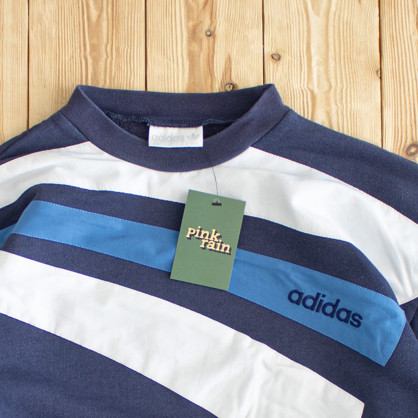 (M) Adidas Vintage Embroidered Wavy Sweatshirt Blue