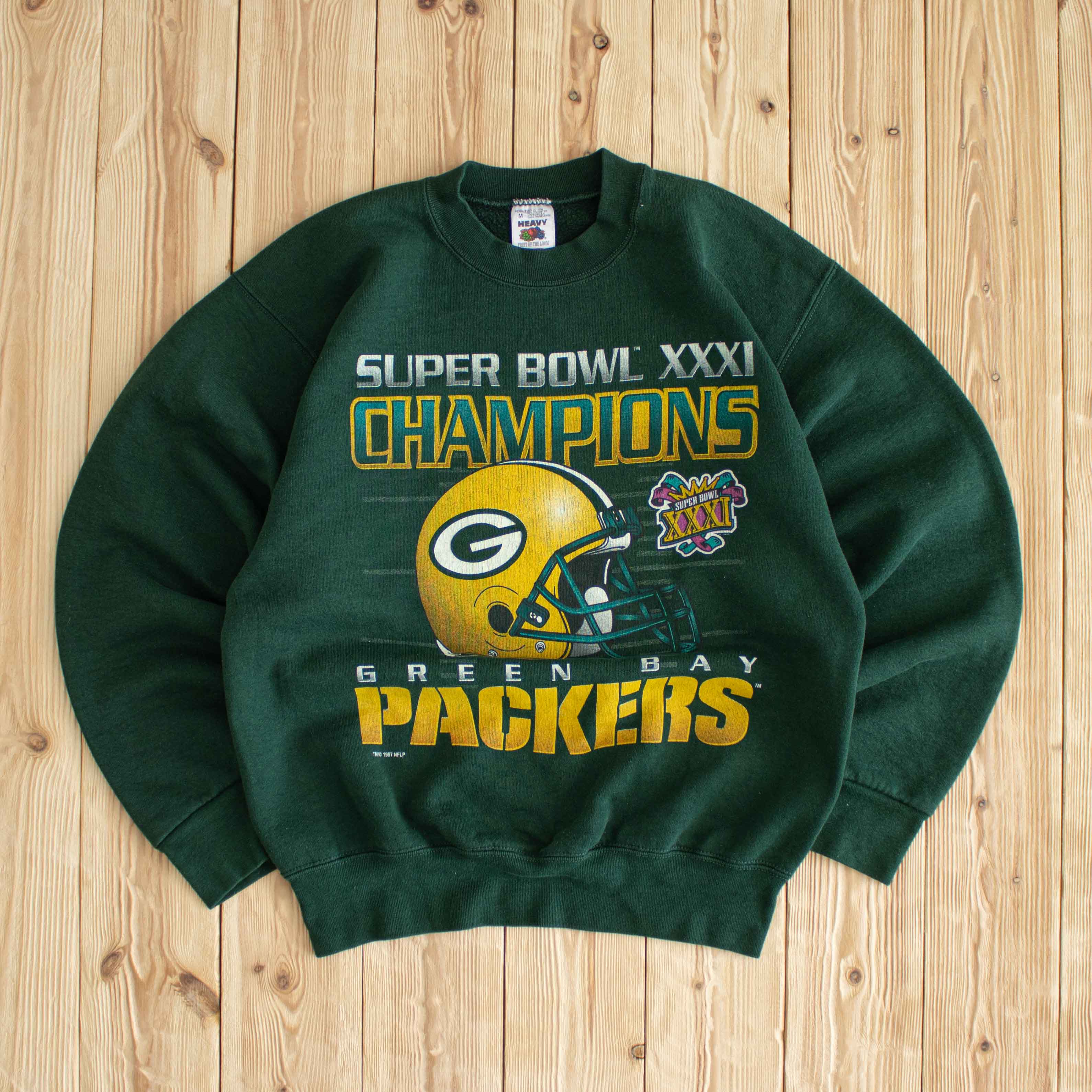 (S/M) 1997 Green Bay Packers Super Bowl XXXI Champions Vintage Sweatshirt Green