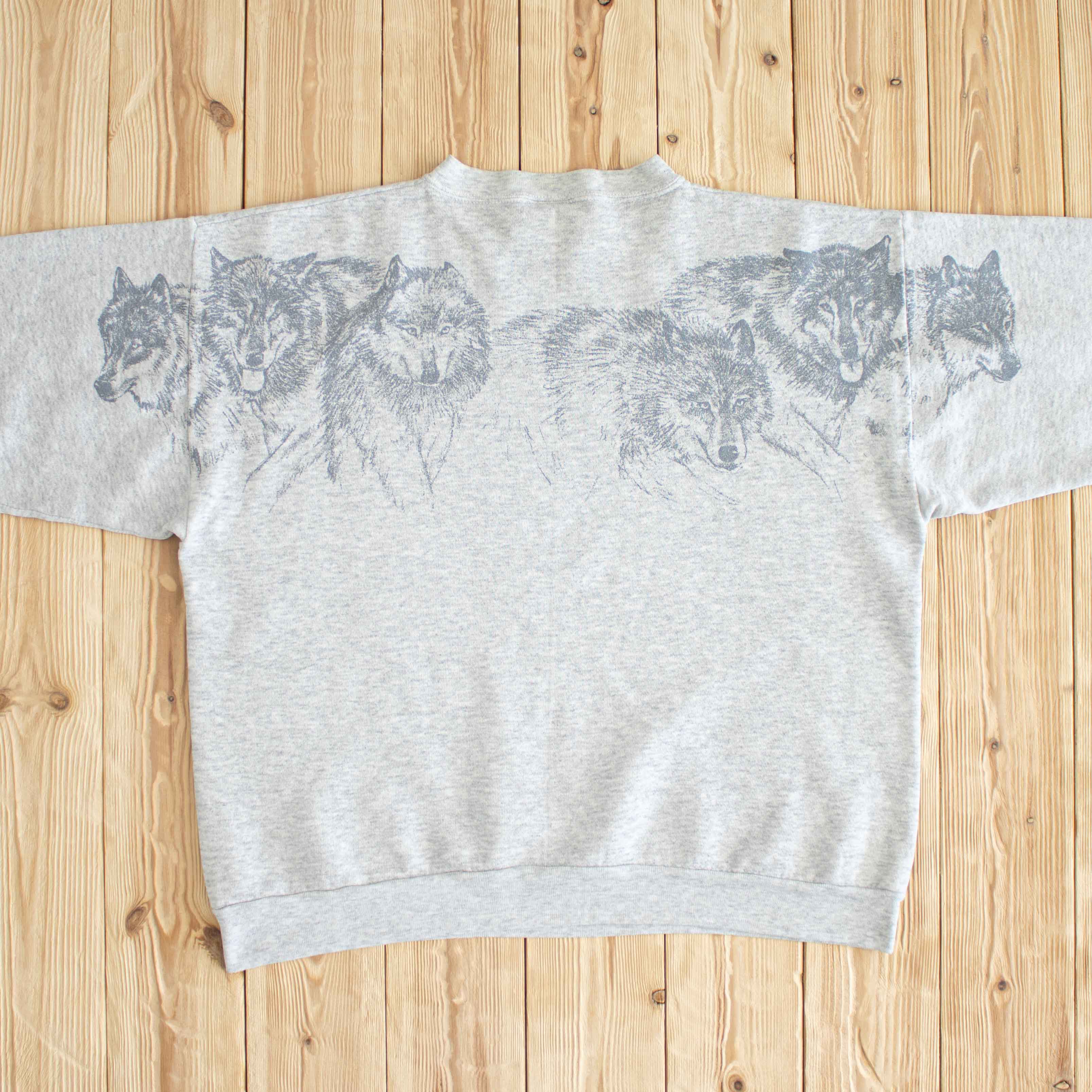 (M) 1996 Sansegal Wolves Vintage Double Sided Sweatshirt Gray