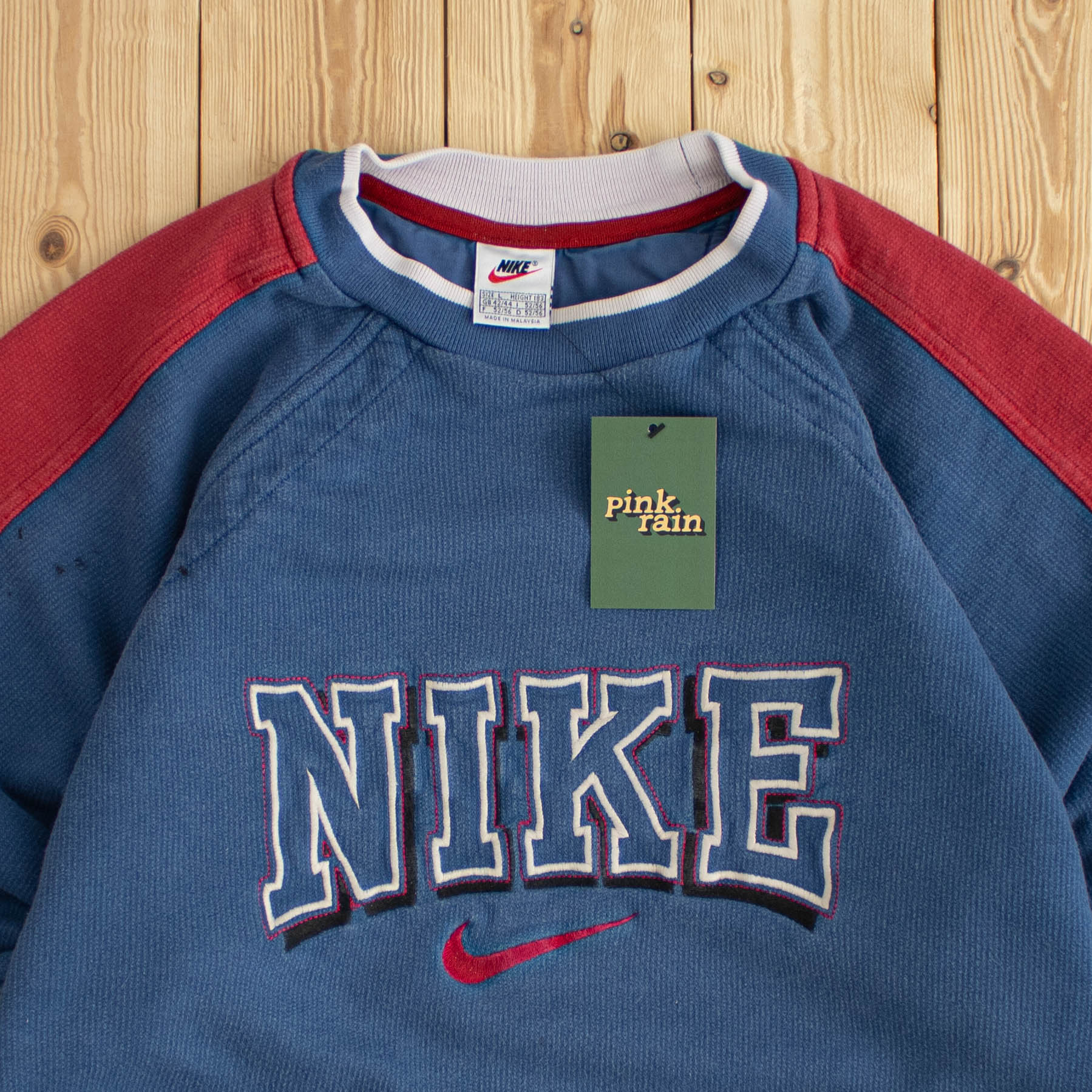 (M/L) Nike Vintage Spell Out Embroidered Sweatshirt Blue