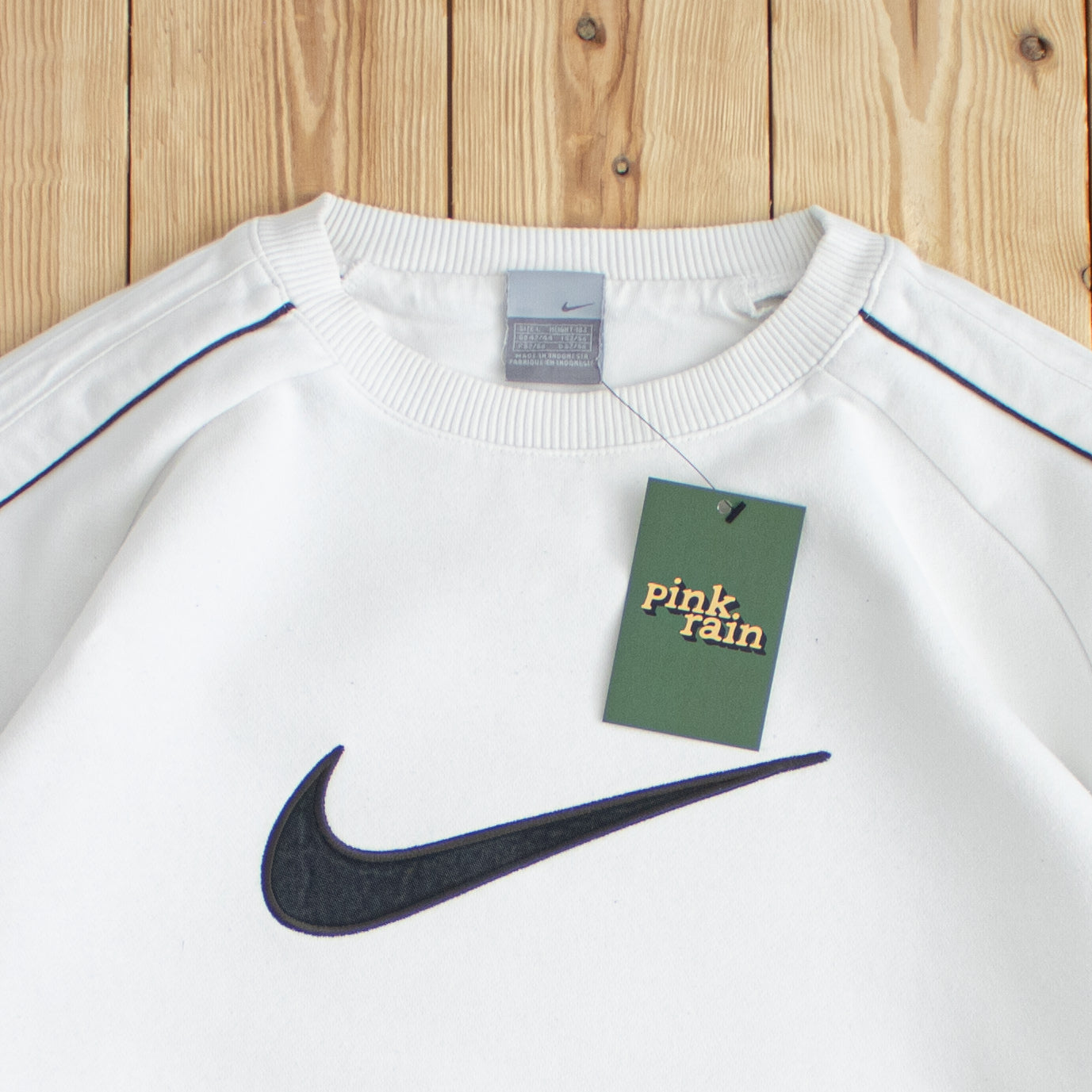 (M/L) Nike Vintage Swoosh Embroidered Sweatshirt White