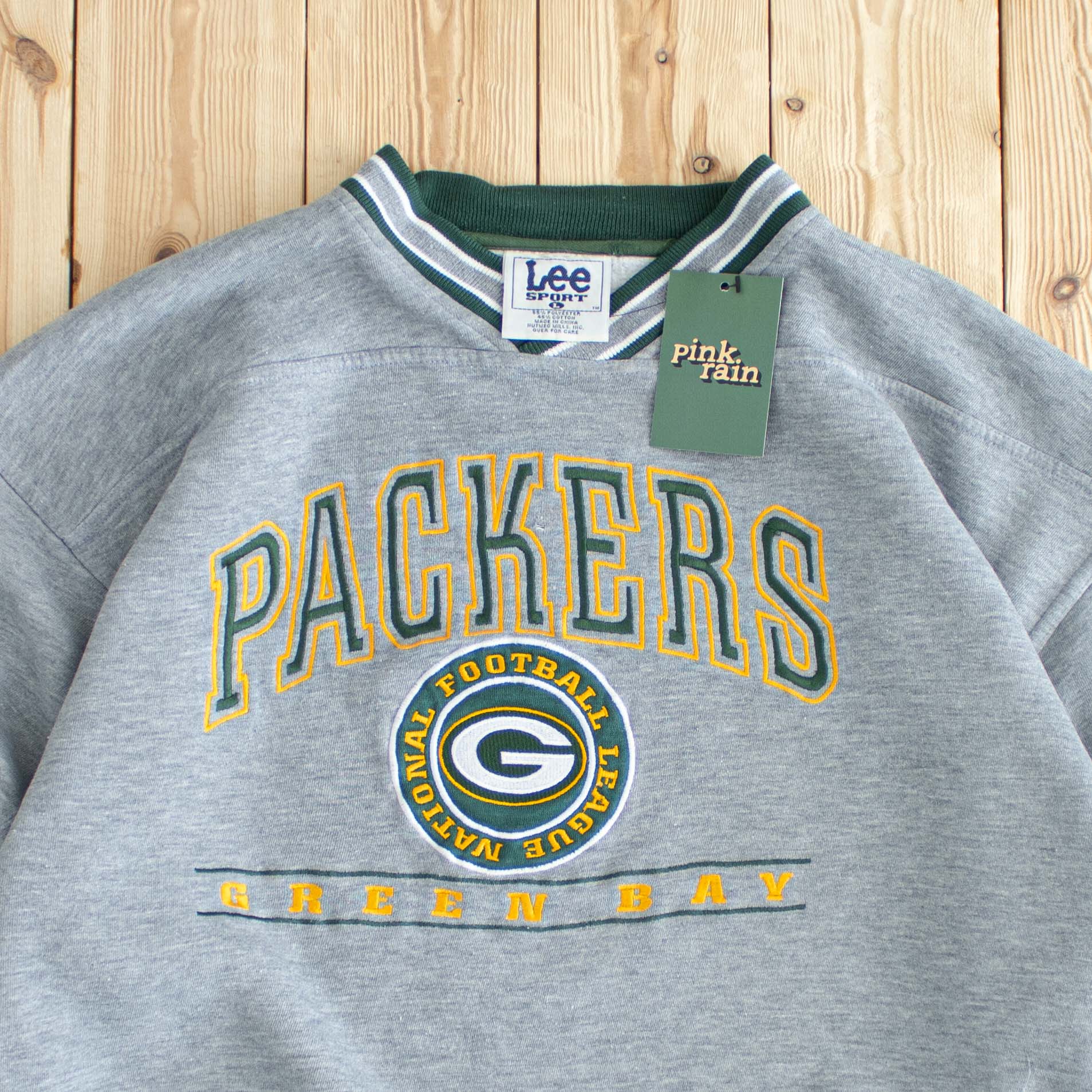 (M) Green Bay Packers Vintage Lee Embroidered Sweatshirt Gray