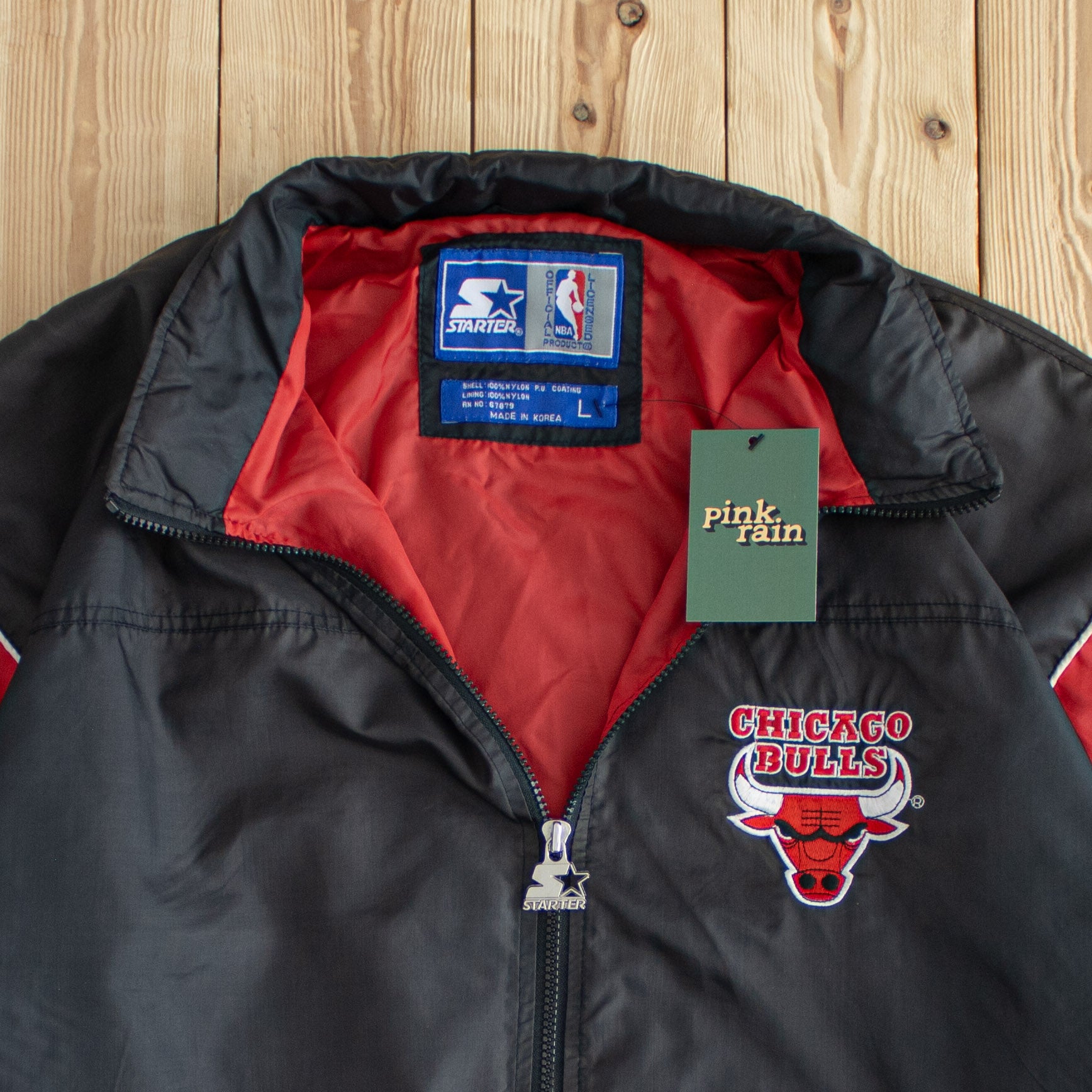 (M/L) Starter Vintage Chicago Bulls Embroidered Jacket Black