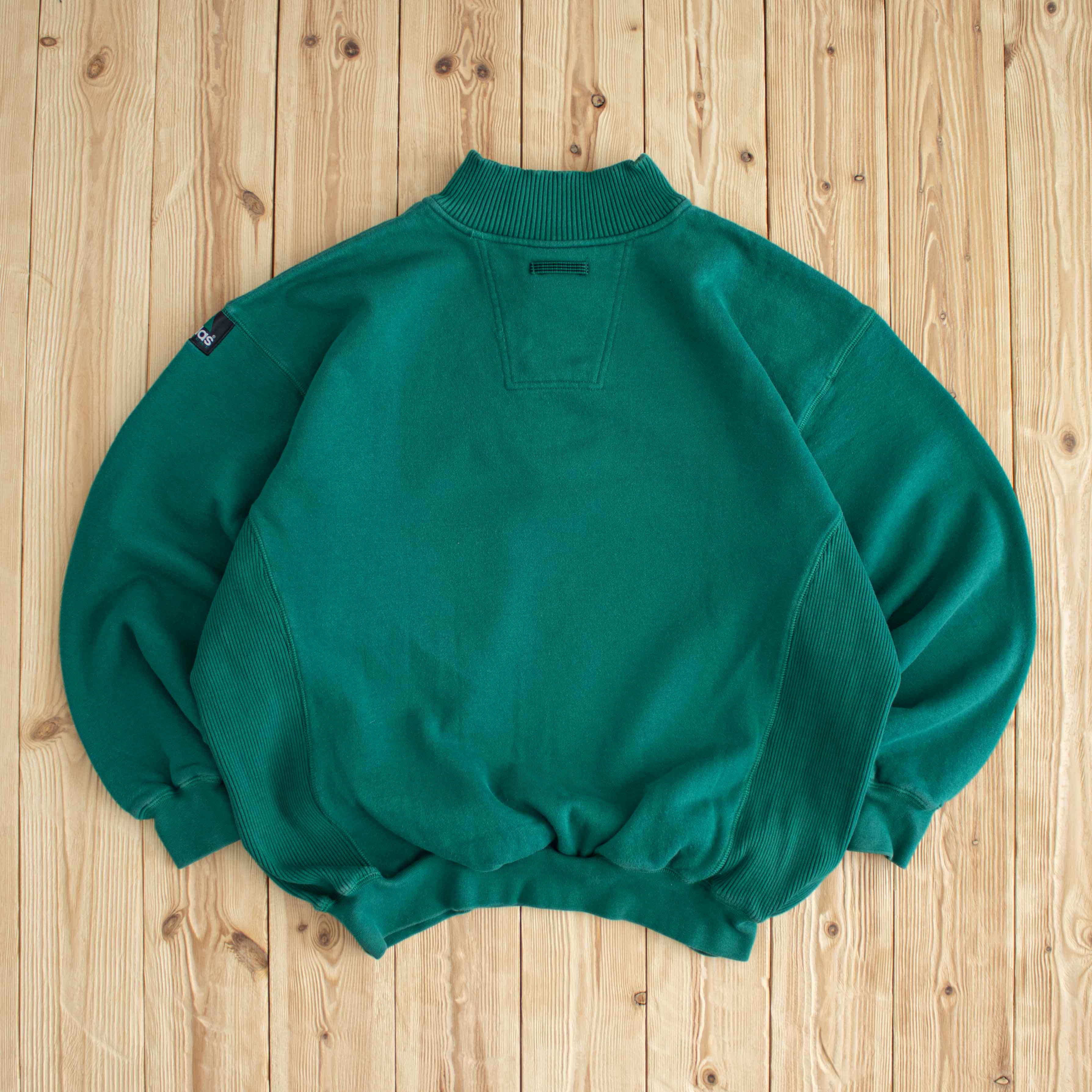 (L) Adidas Equipment Vintage Embroidered Quarter-Zip Green