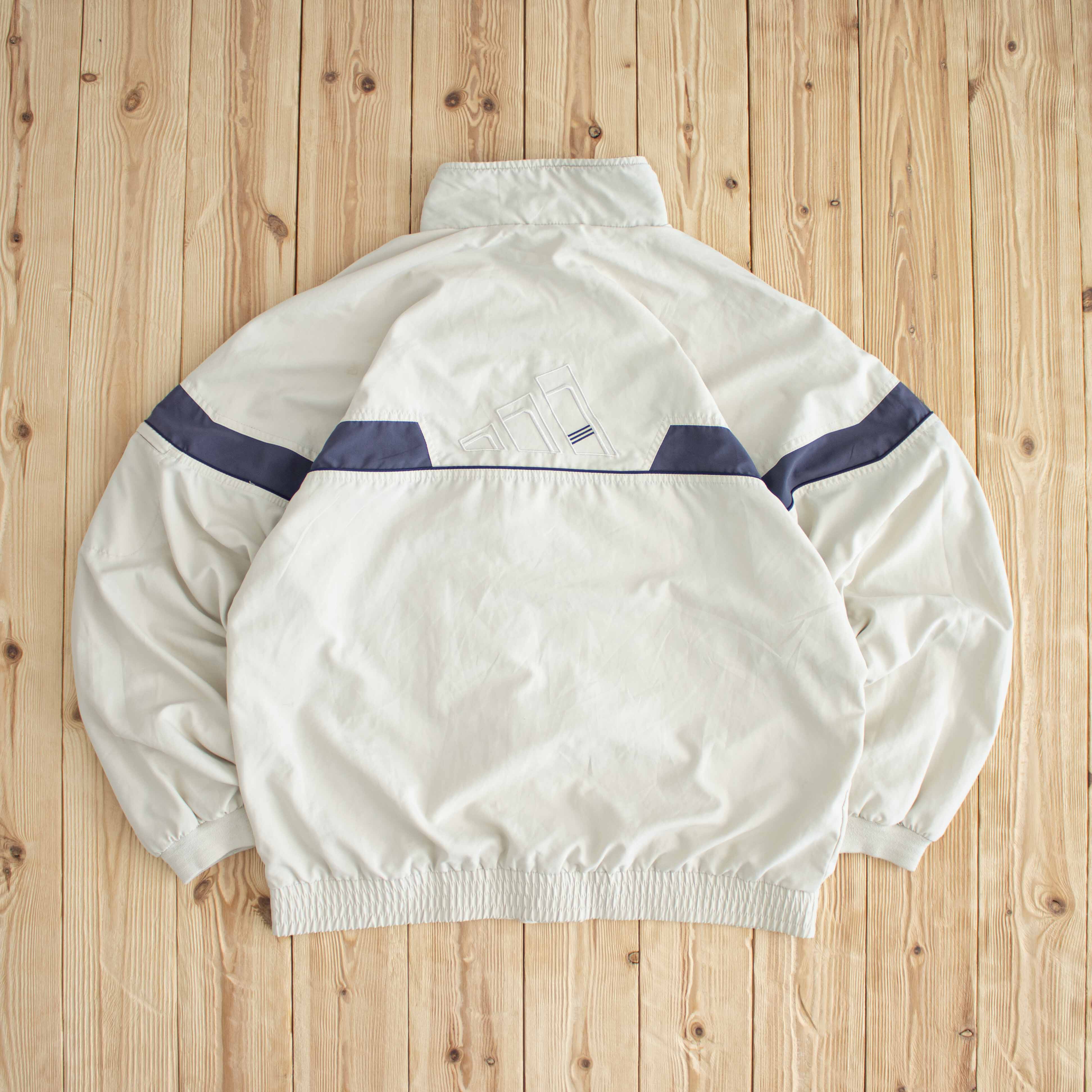 (L/XL) Adidas Vintage Logo Embroidered Jacket Beige