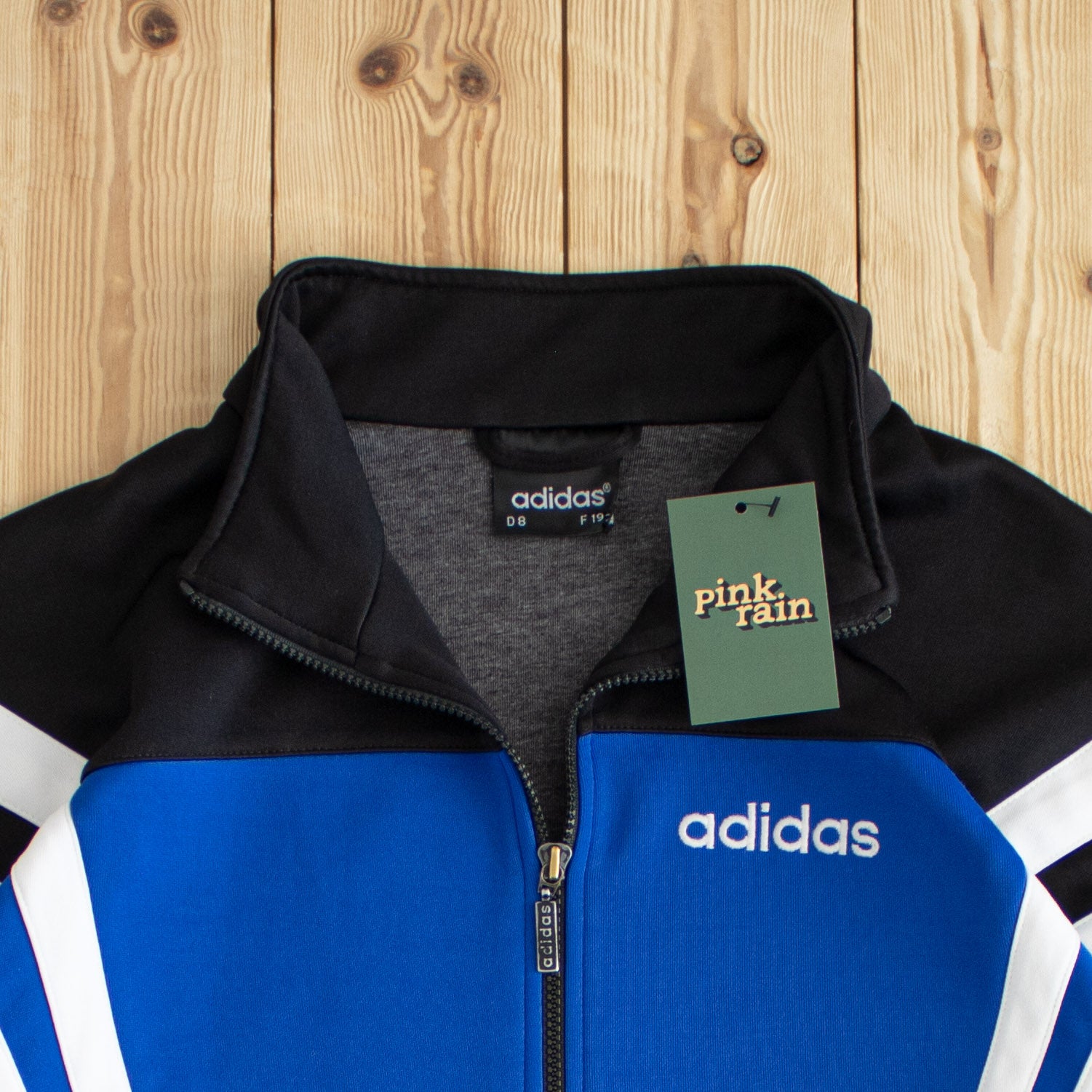 (XL) Adidas Vintage Side Stripe Embroidered Full-Zip Sweatshirt Black