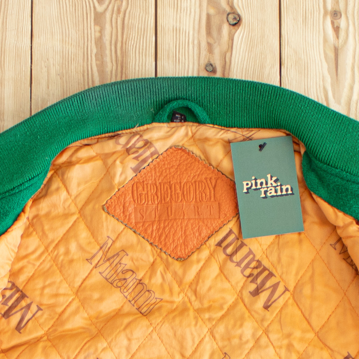 (M/L) Miami Hurricanes Vintage Embroidered Varsity Leather Jacket Green