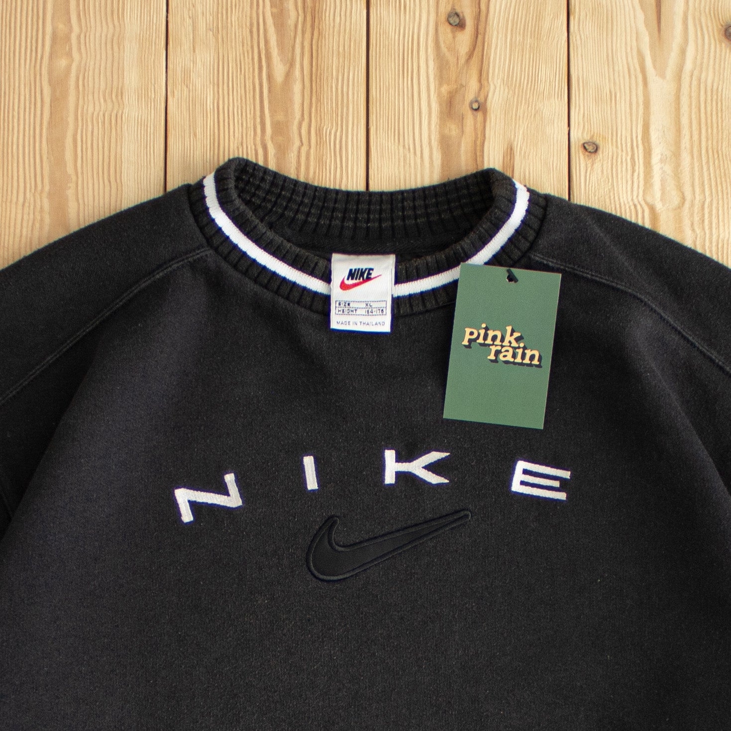 (S) Nike Vintage Spell Out Embroidered Sweatshirt Black