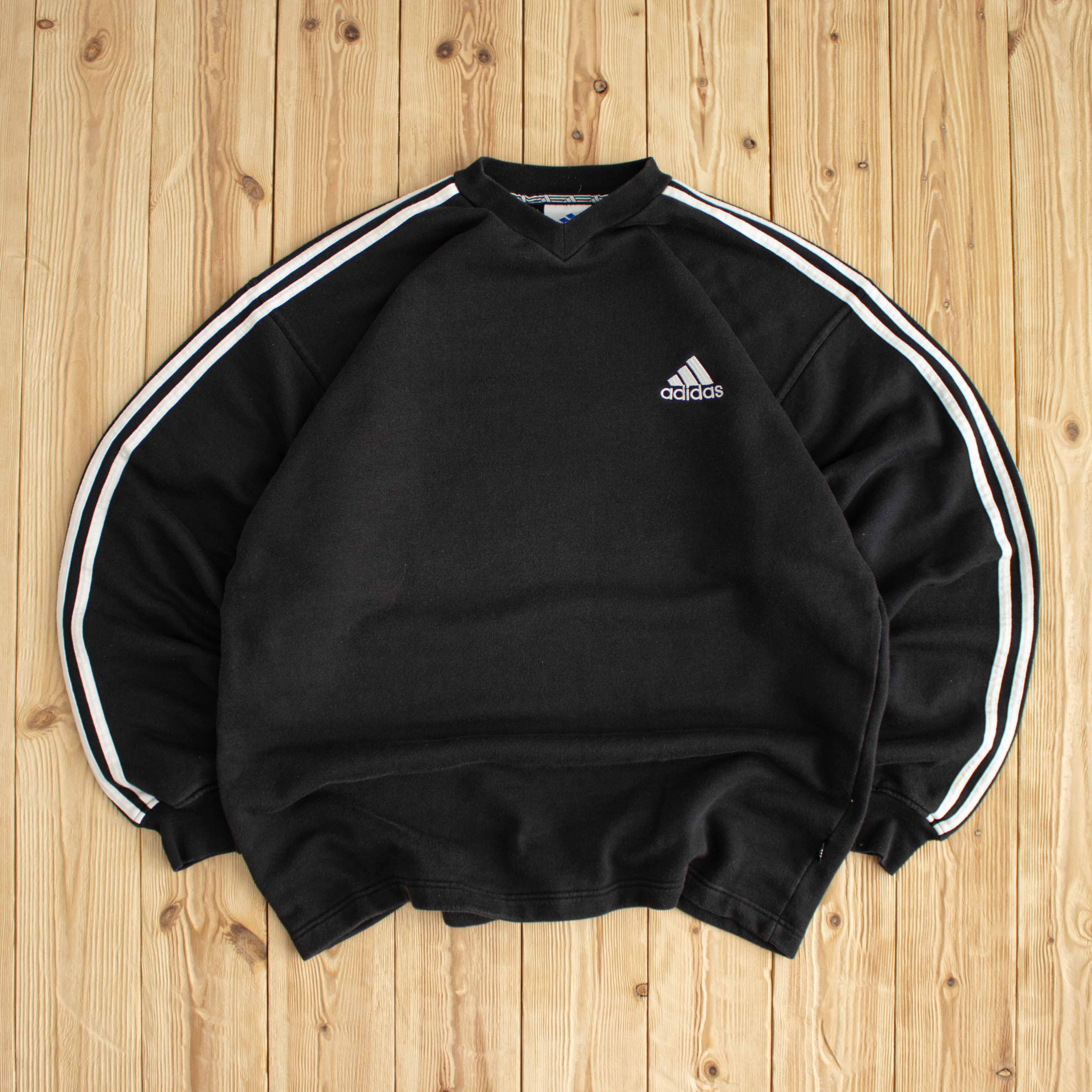 (L/XL) Adidas Vintage Essential Embroidered Sweatshirt Black