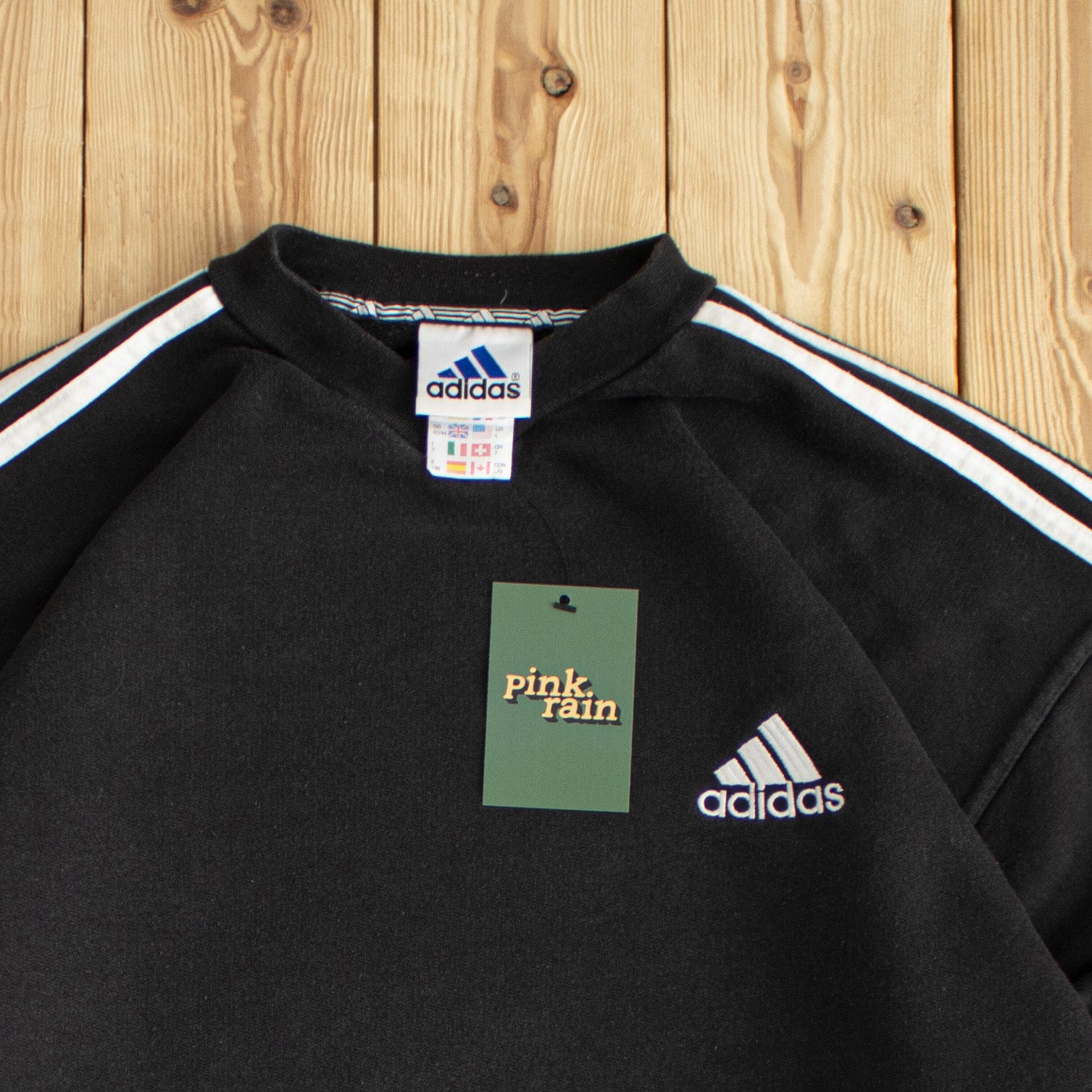(L/XL) Adidas Vintage Essential Embroidered Sweatshirt Black