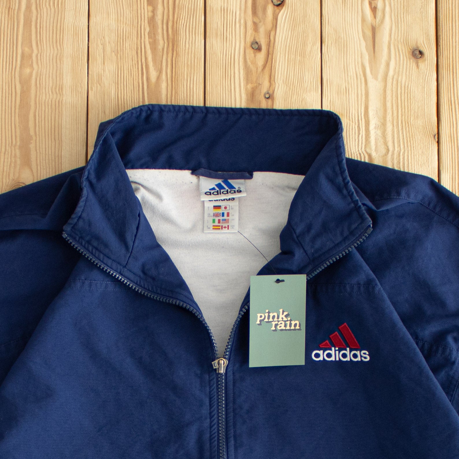 (M/L) Adidas Vintage Embroidered Jacket Blue