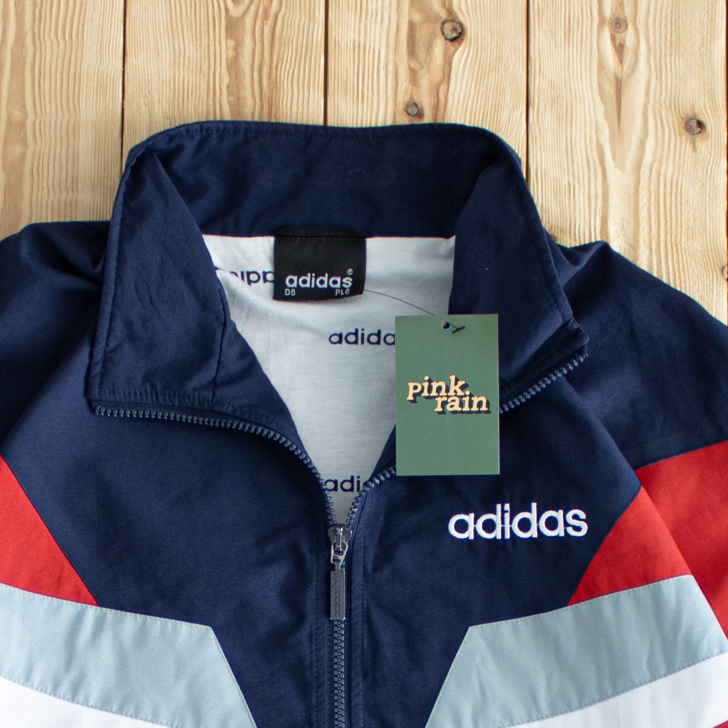 (L) Adidas Vintage Embroidered Jacket Blue