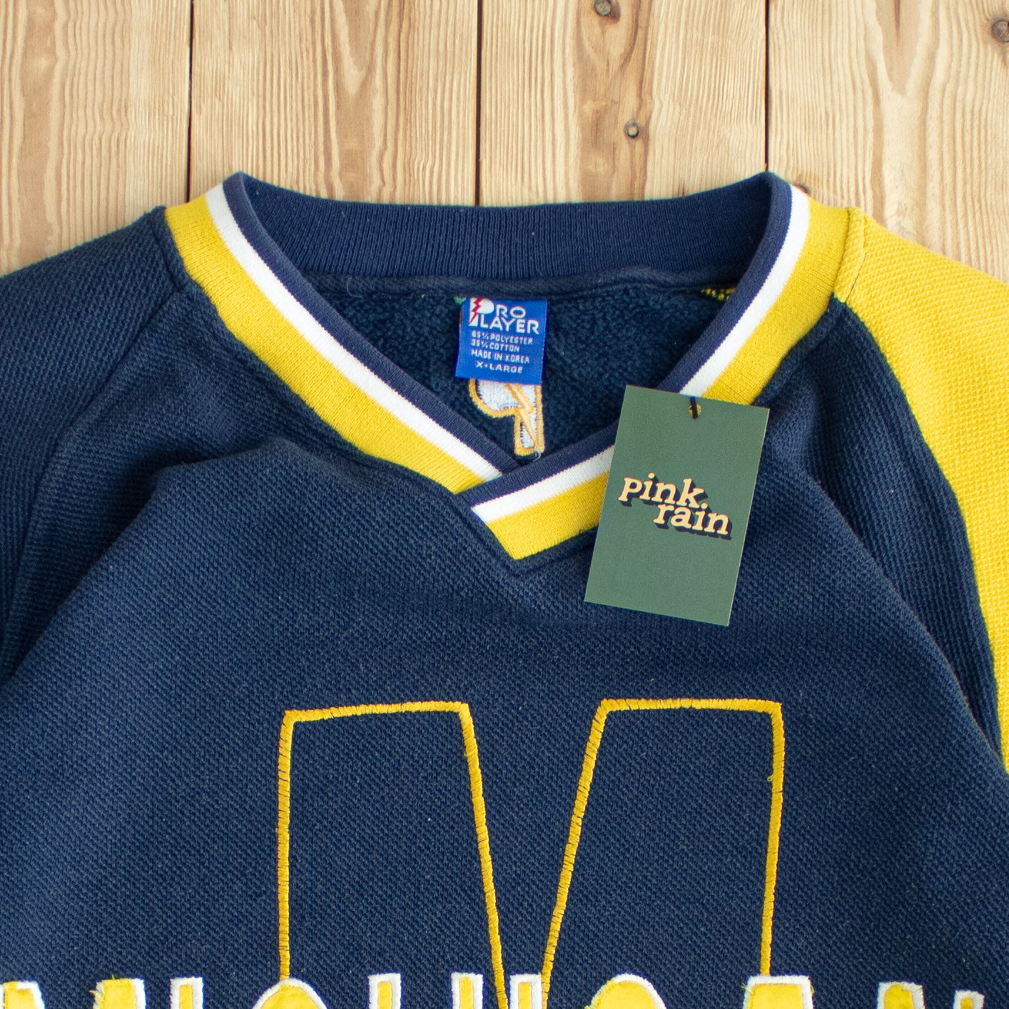 (XL) Pro Player Vintage Michigan Embroidered Sweatshirt Blue