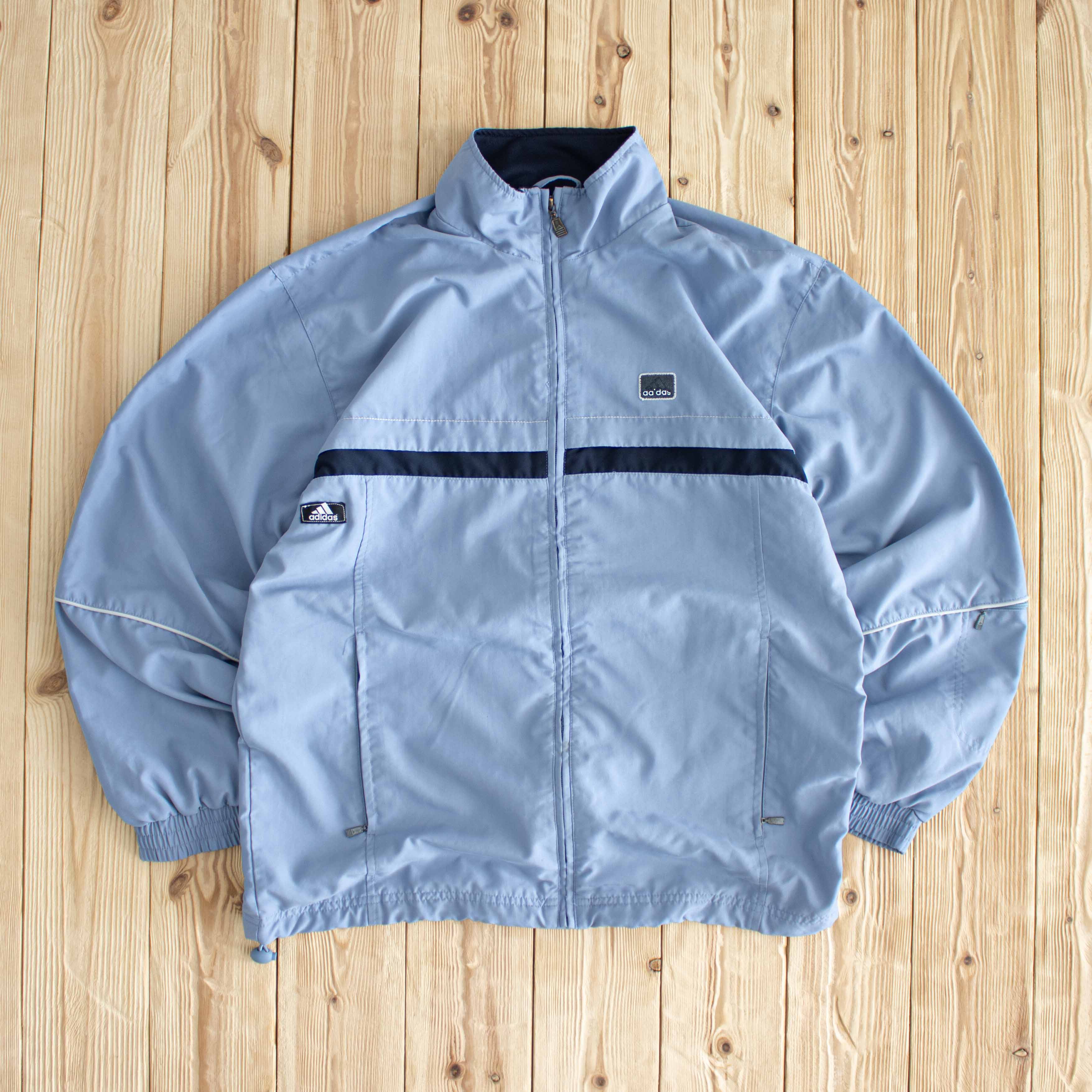 (M/L) Adidas Vintage Embroidered Jacket Blue