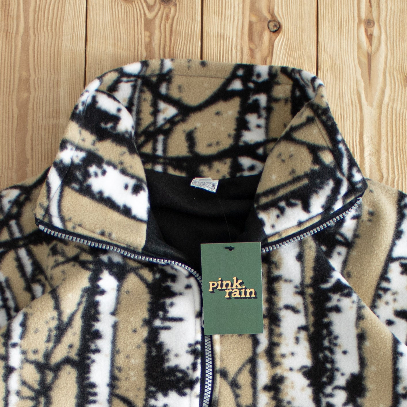 (XL) Wolves Vintage Fleece Full-Zip Sweatshirt Beige