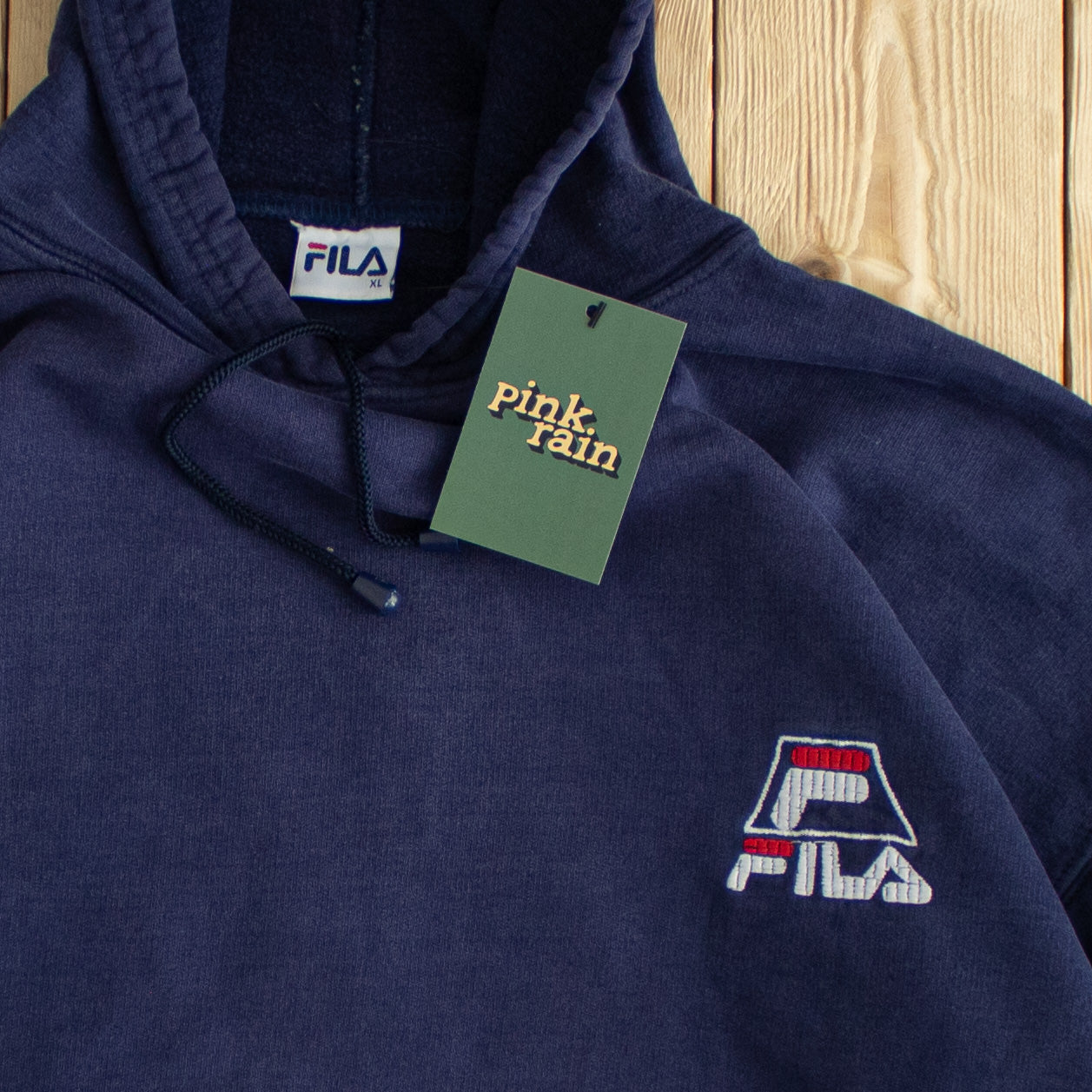 (M) Fila Vintage Embroidered Hoodie Blue