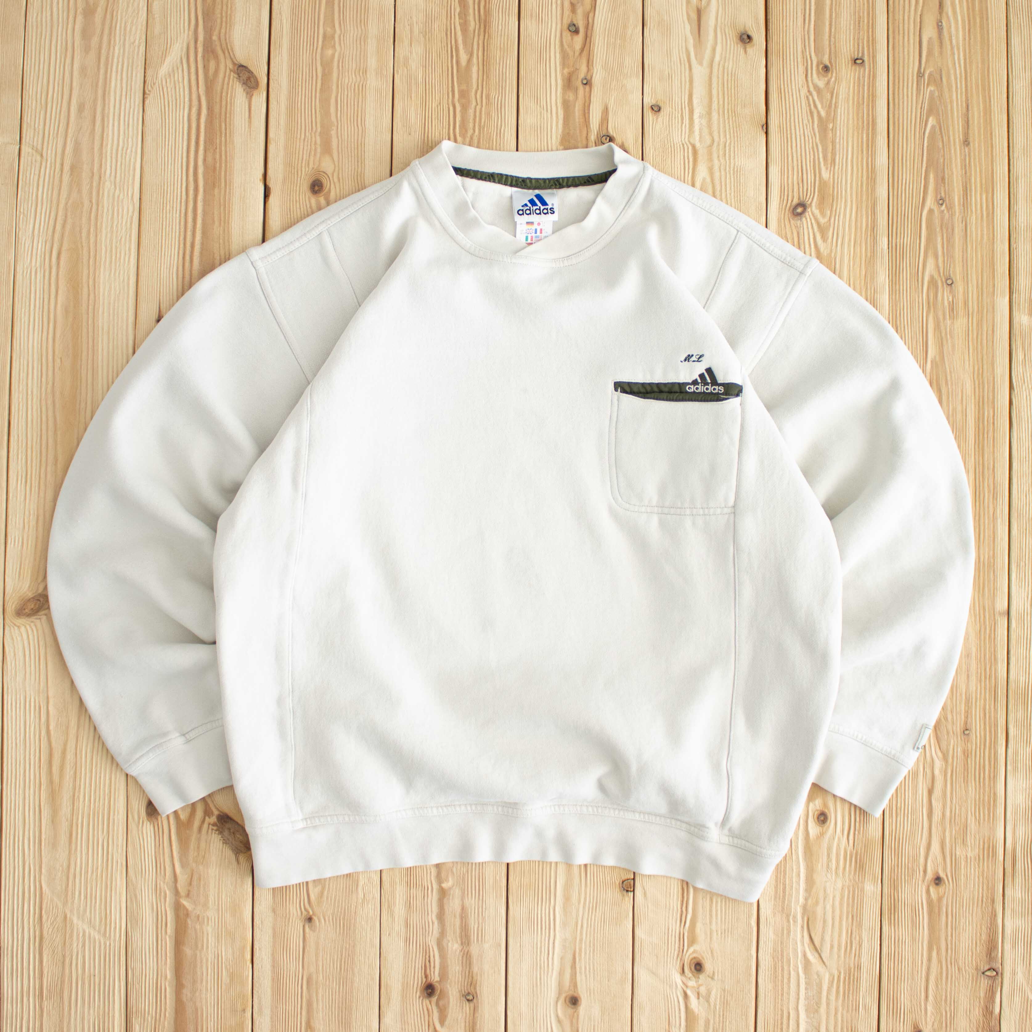 (M) Adidas Vintage Embroidered Sweatshirt Beige
