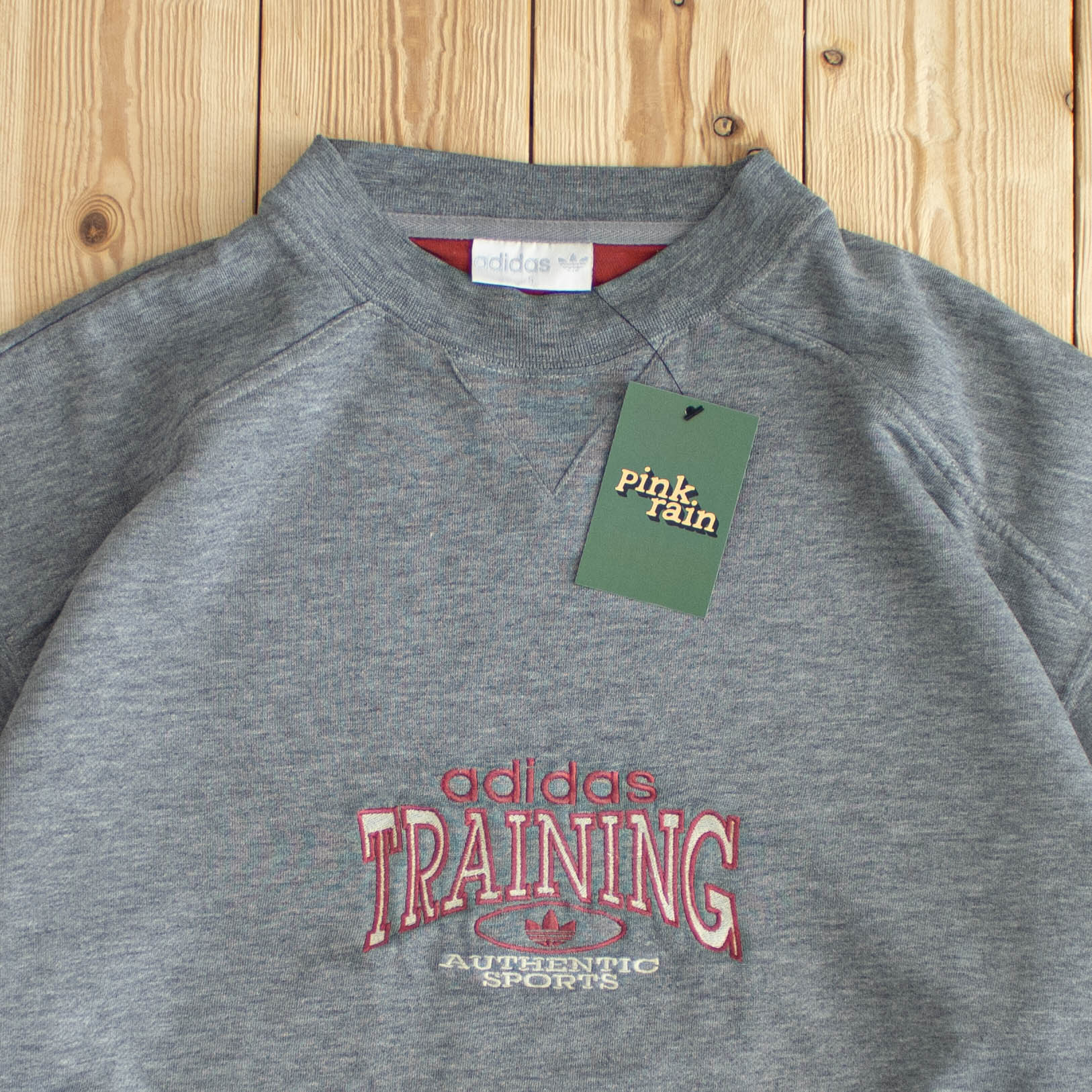 (S/M) Adidas Vintage Training Embroidered Sweatshirt Gray