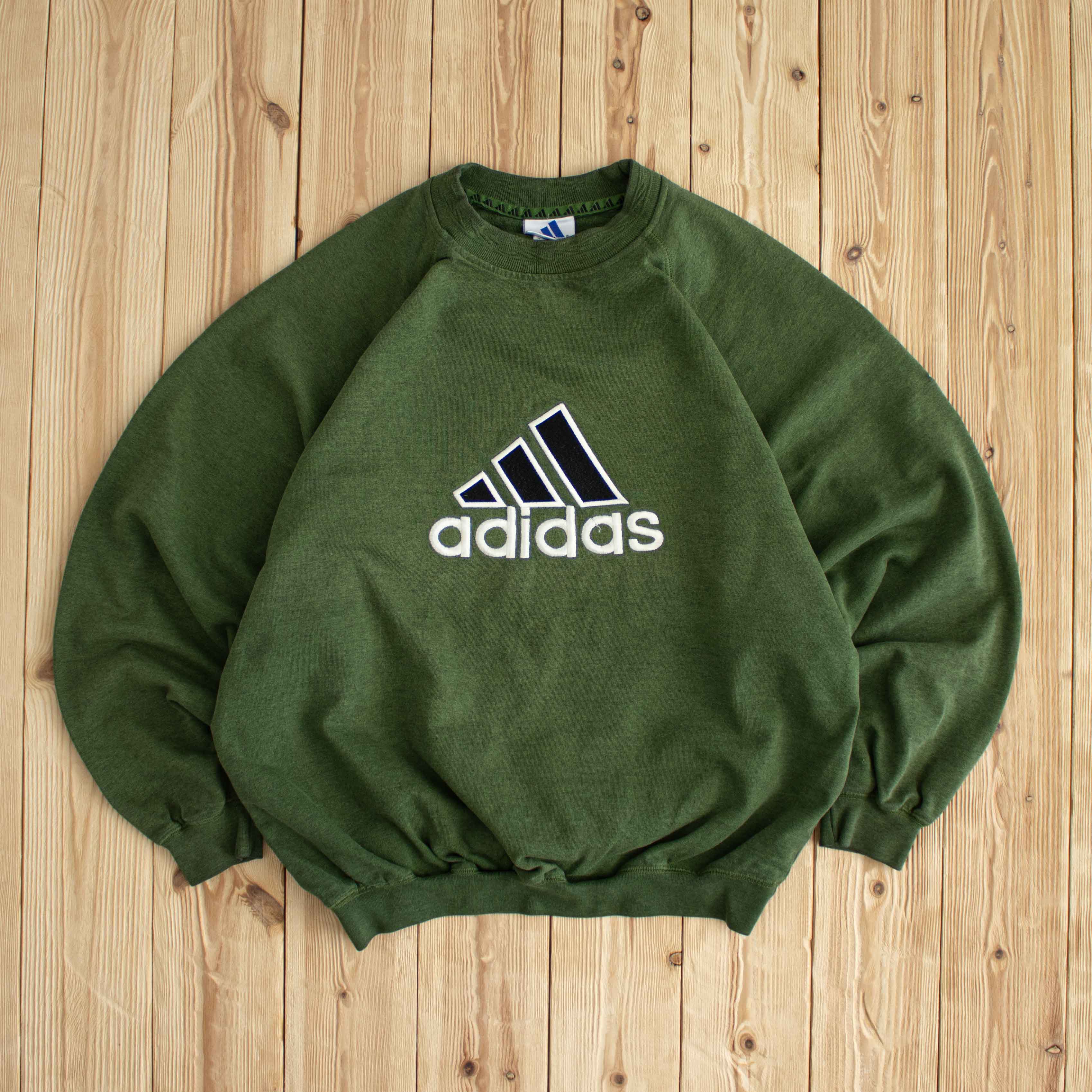 (M) Adidas Vintage Logo Embroidered Sweatshirt Green