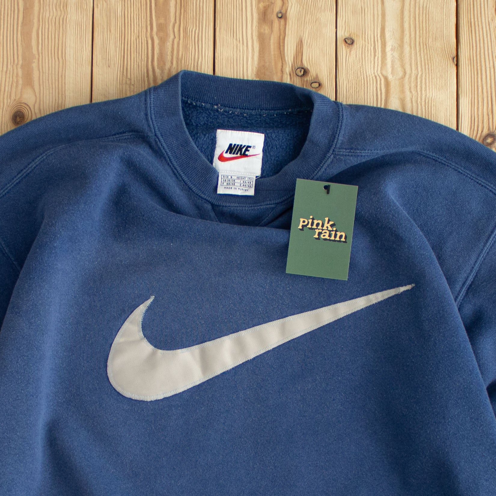 (S) Nike Swoosh Vintage Embroidered Sweatshirt Blue