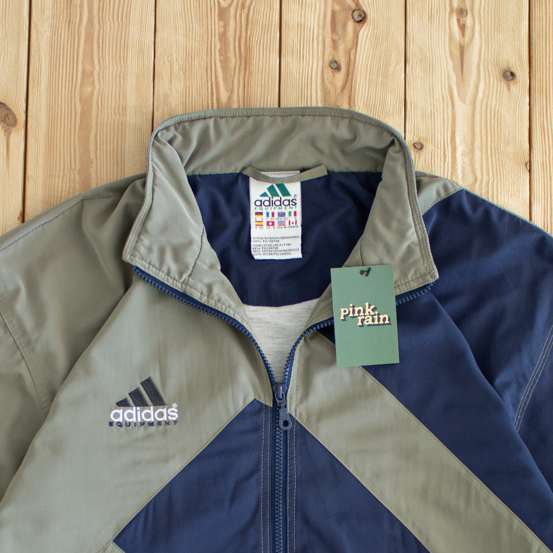 (L) Adidas Equipment Vintage Embroidered Jacket Khaki Blue