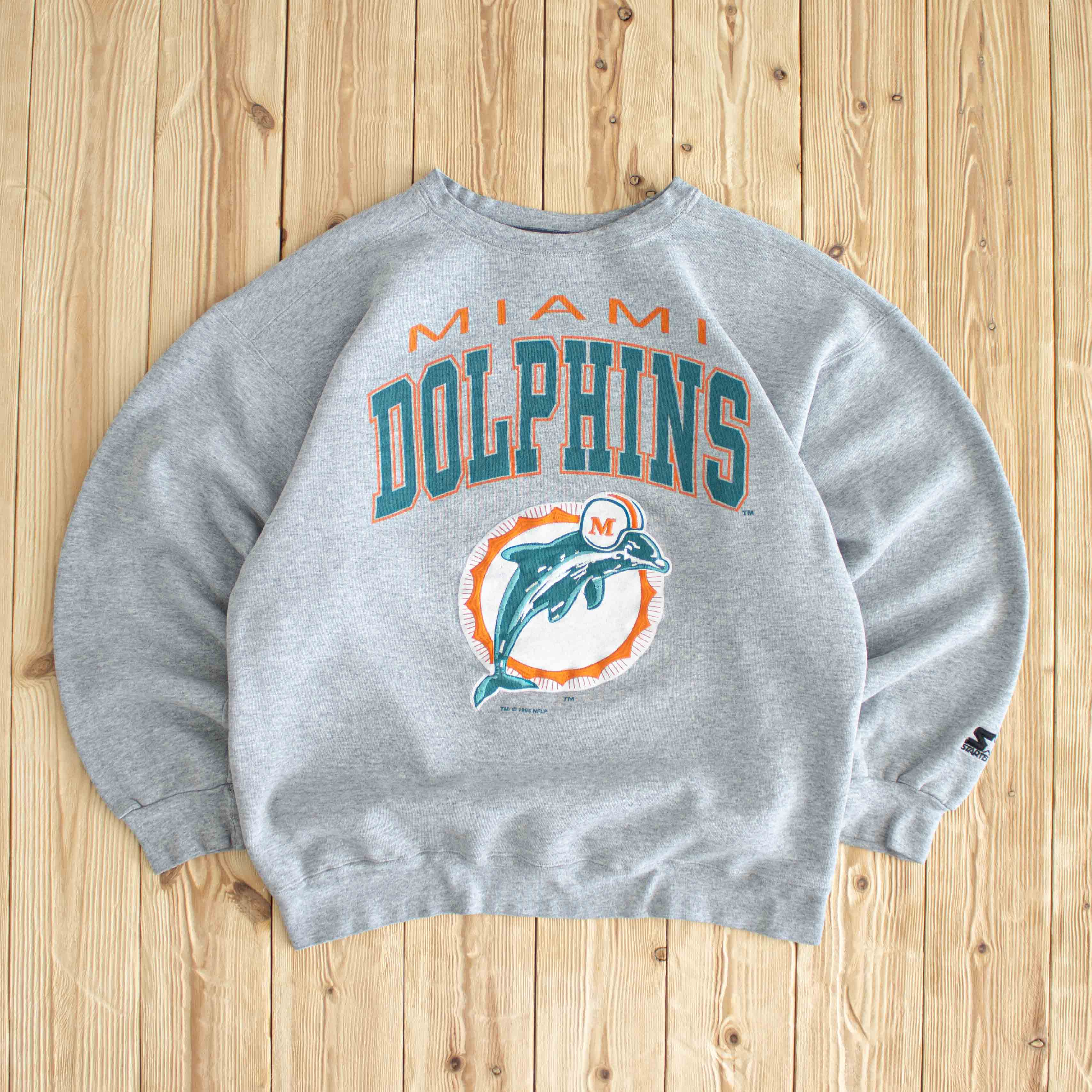 (M) Starter Miami Dolphins 1995 Vintage Embroidered Sweatshirt Gray