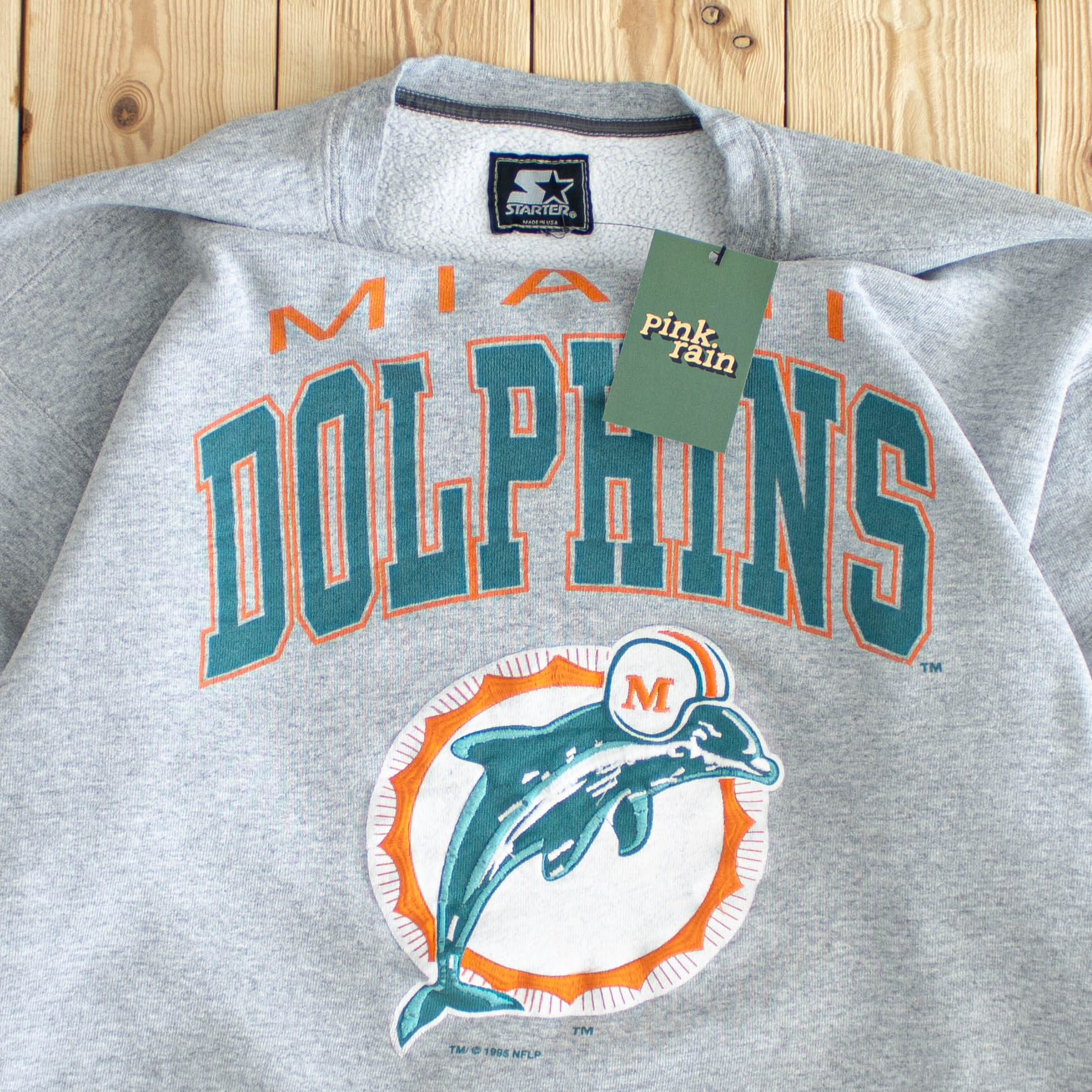 (M) Starter Miami Dolphins 1995 Vintage Embroidered Sweatshirt Gray