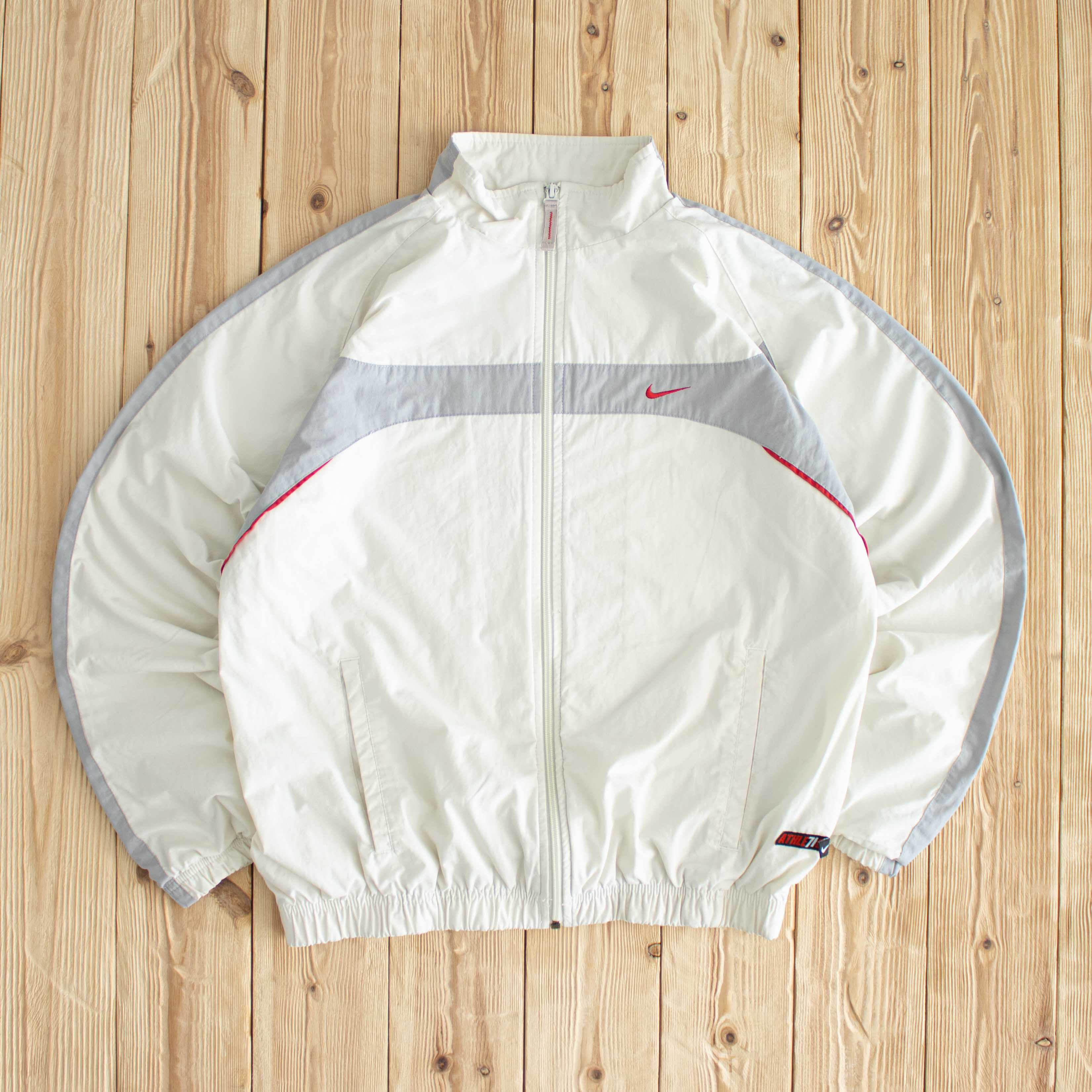 (S/M) Nike Athletic Vintage Embroidered Jacket Beige