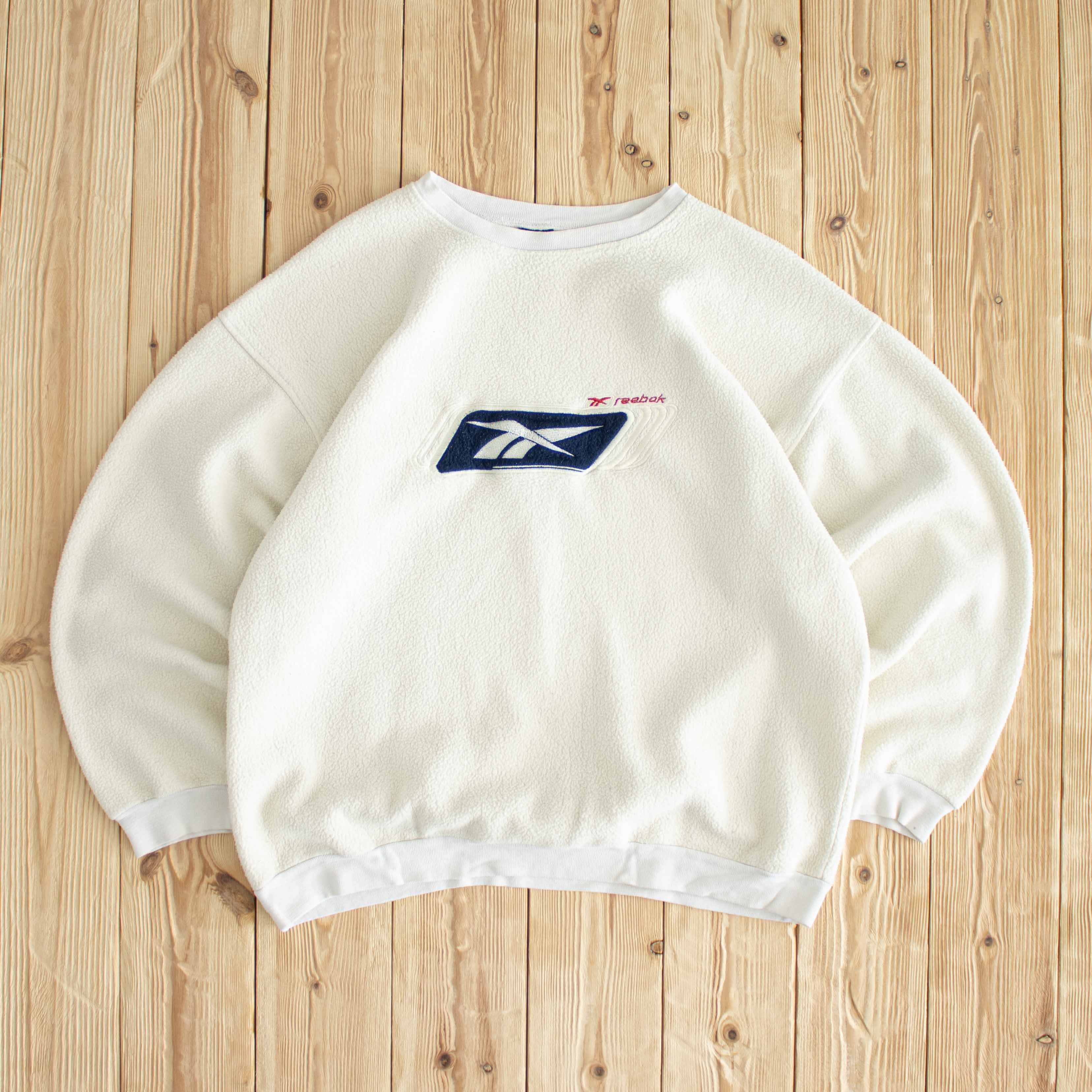 (S) Reebok Vintage Embroidered Fleece Sweatshirt Beige