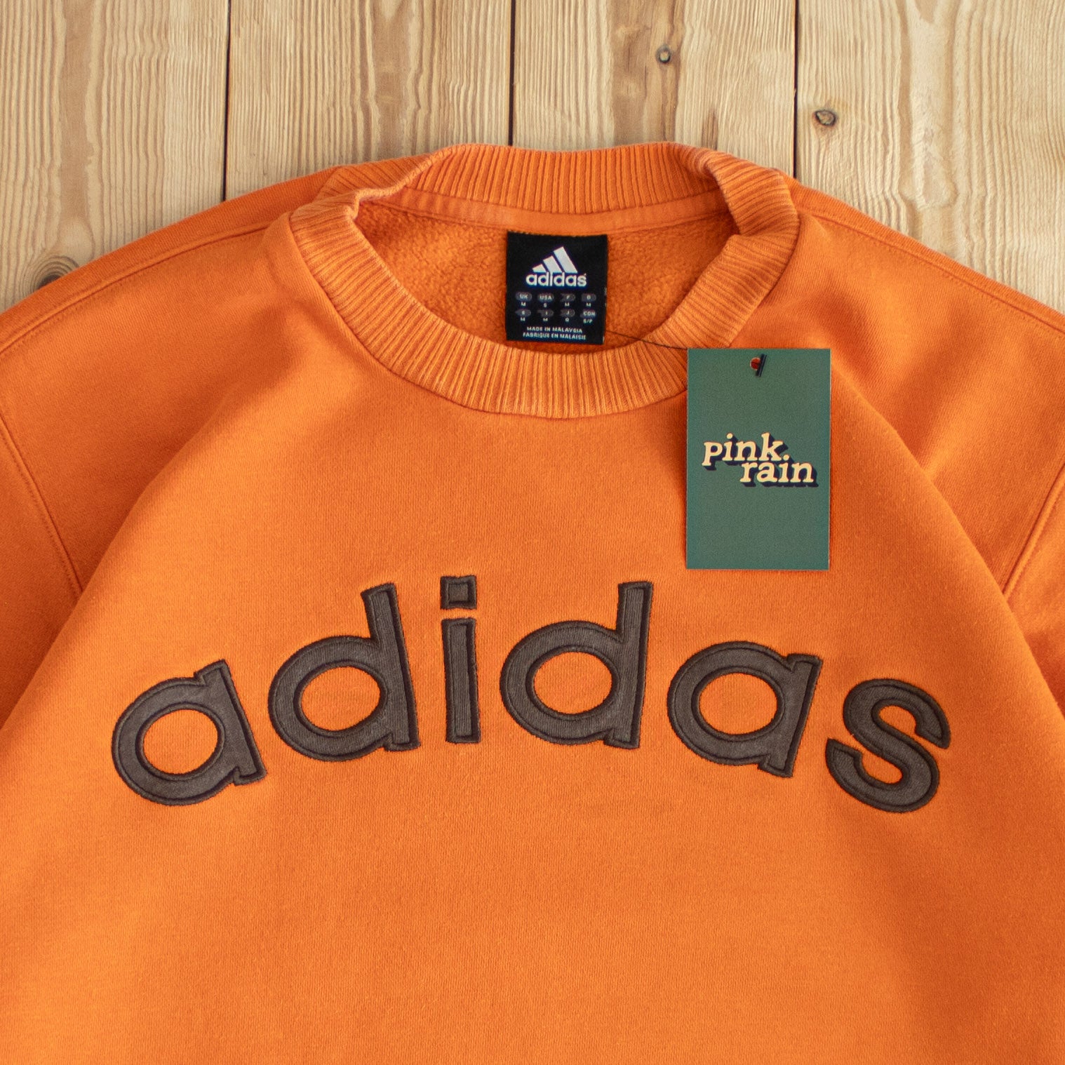 (M/L) Adidas Spell Out Vintage Embroidered Sweatshirt Orange